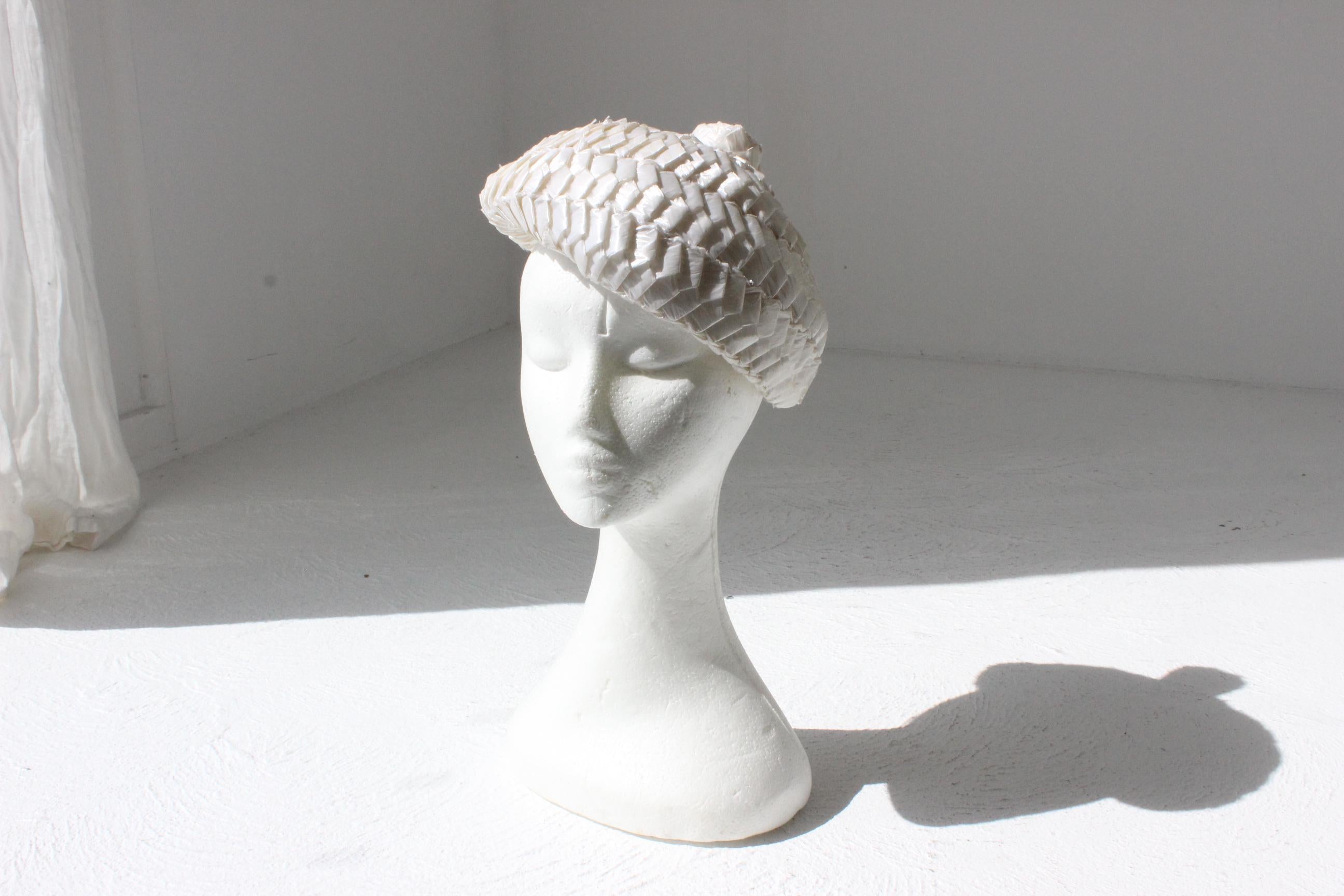60s Woven Raffia 'Beret' Hat