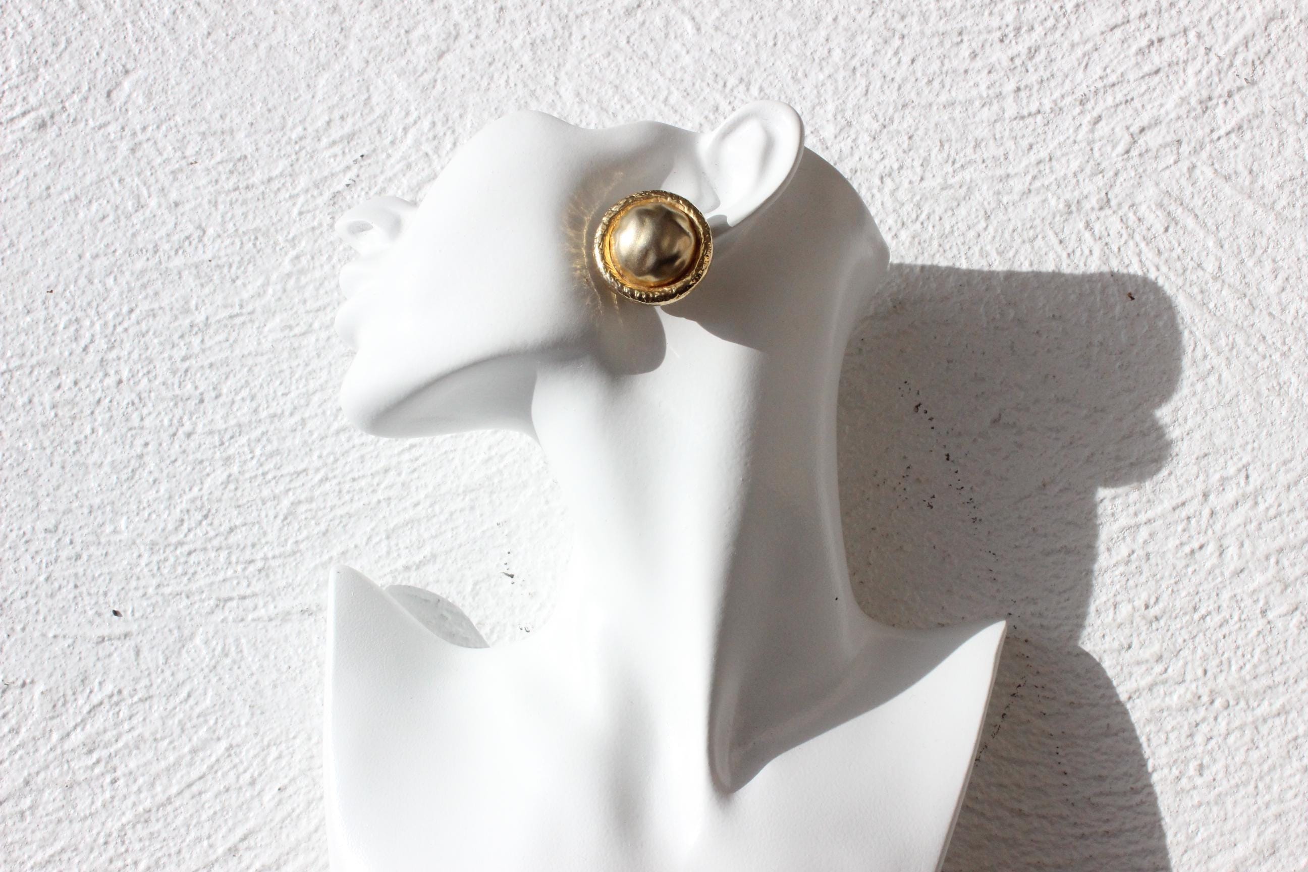 80s Modernist Chunky Gold Clip Ons
