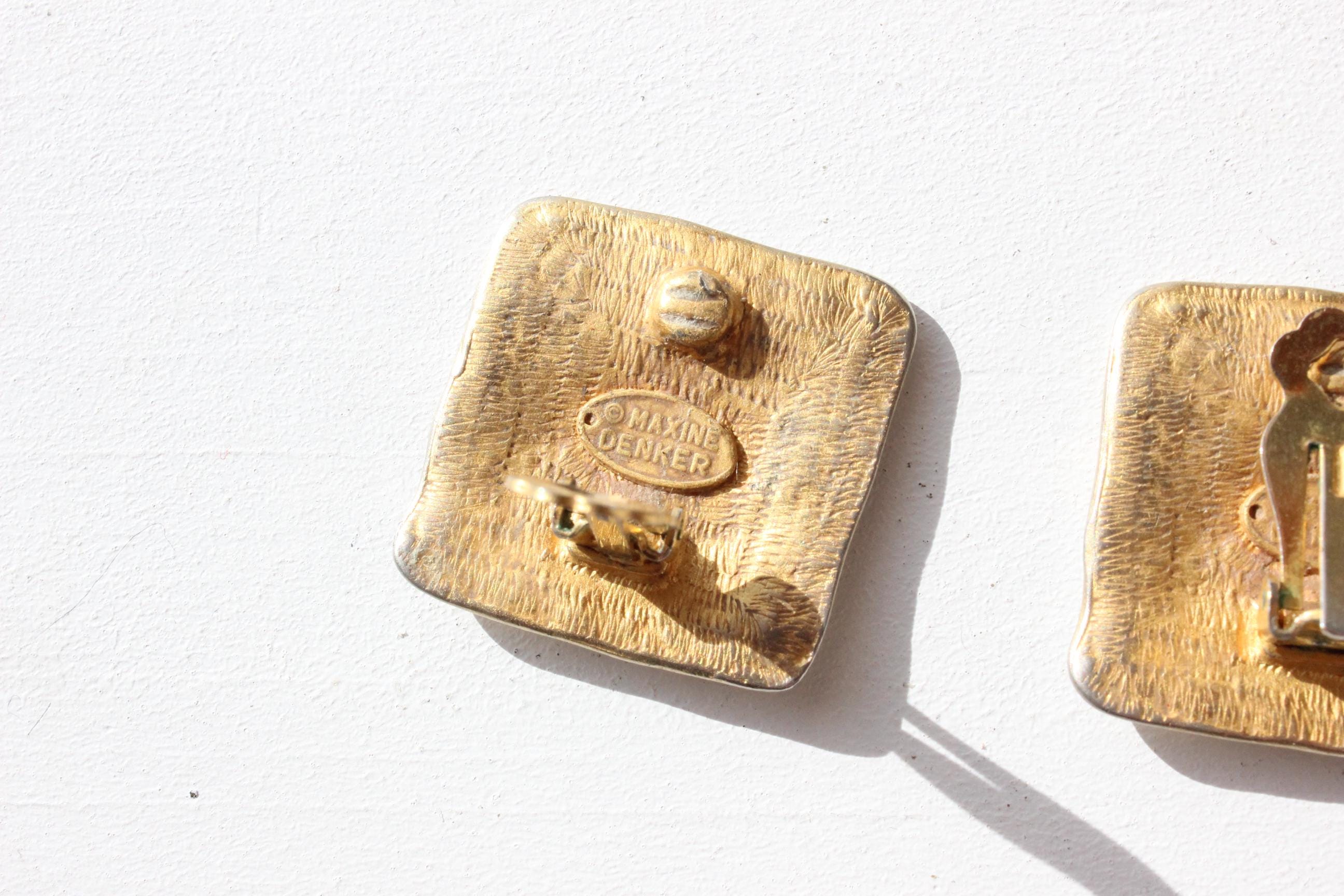 FRENCH COLLECTION 80s Brutalist Clip On Earrings by Maxine Denker