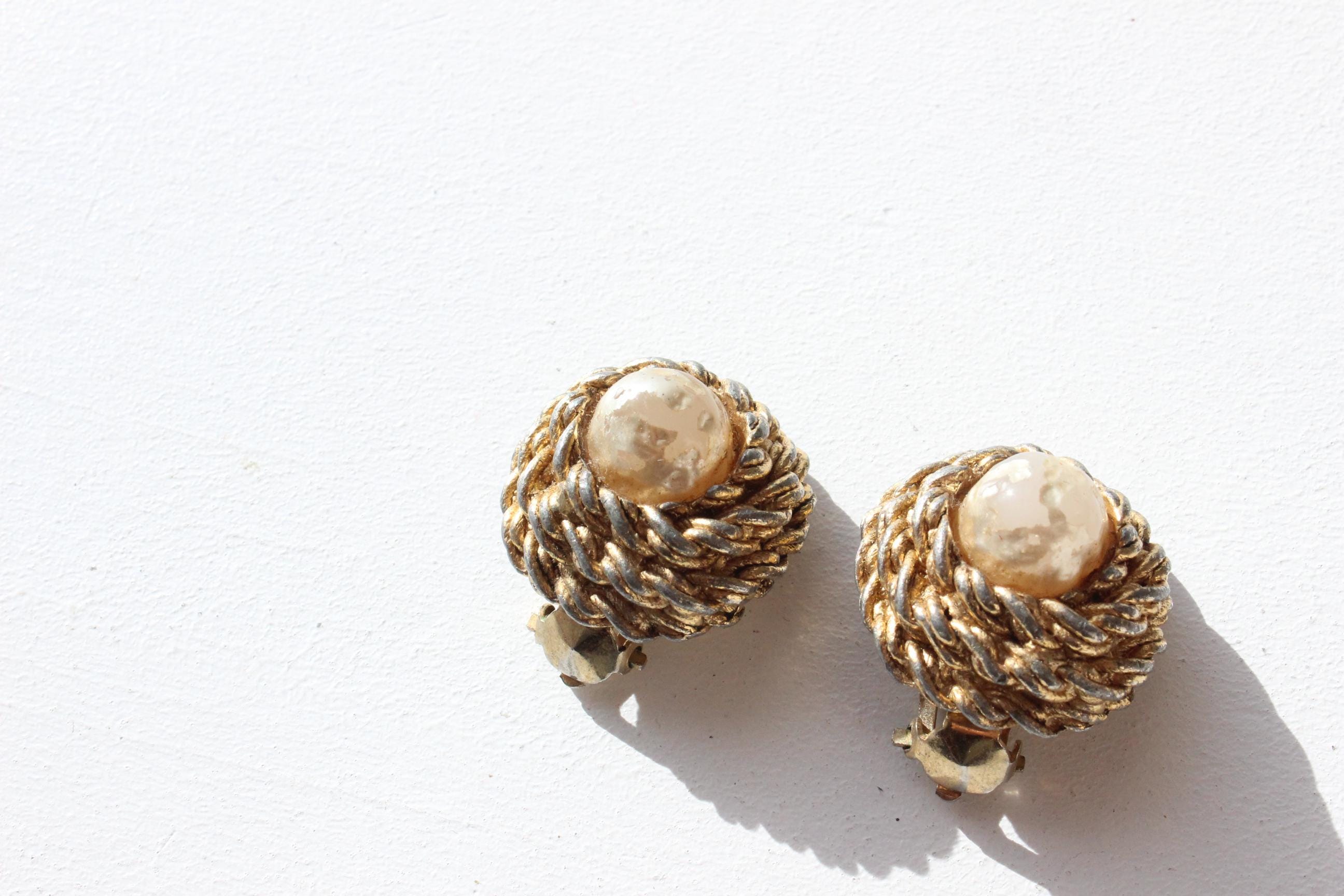 80s Baroque Gold Tone Metal Clip Ons