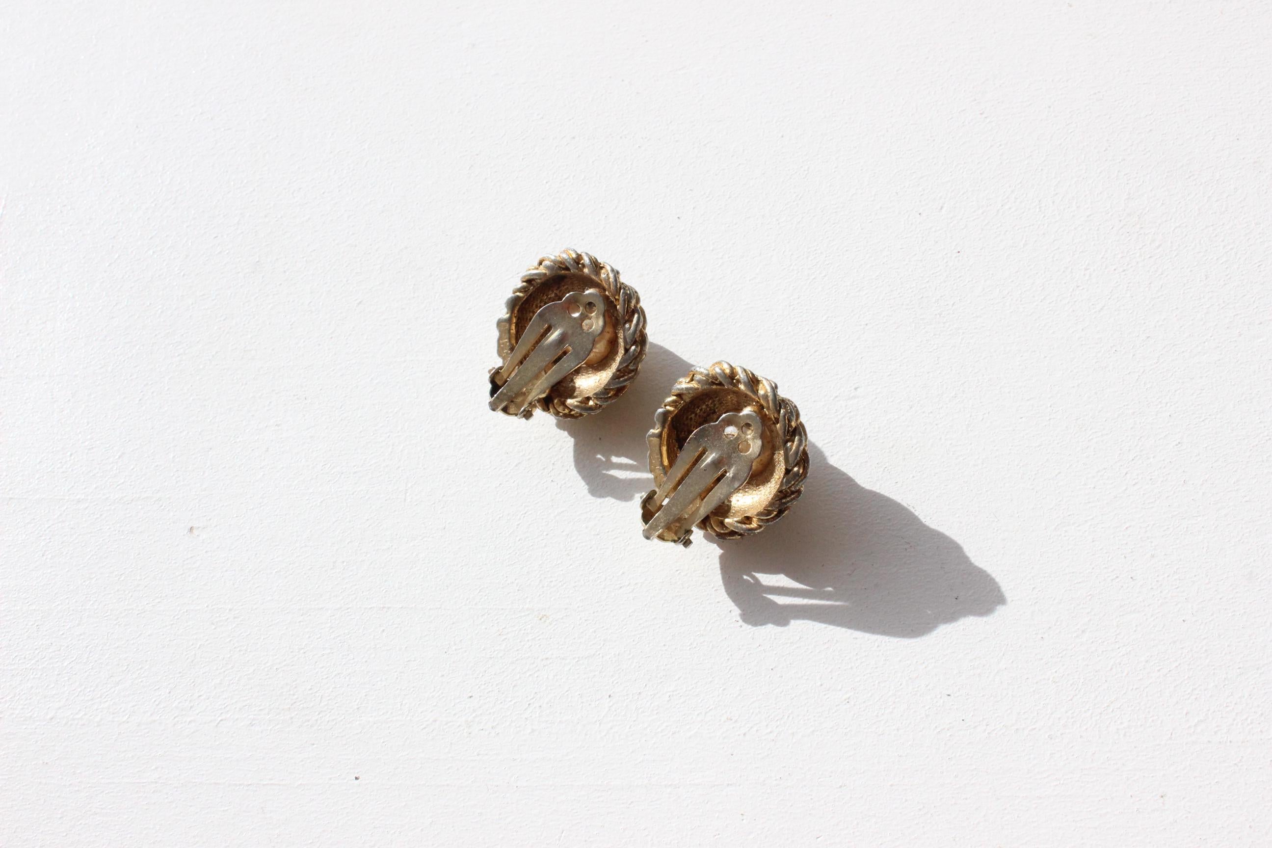 80s Baroque Gold Tone Metal Clip Ons