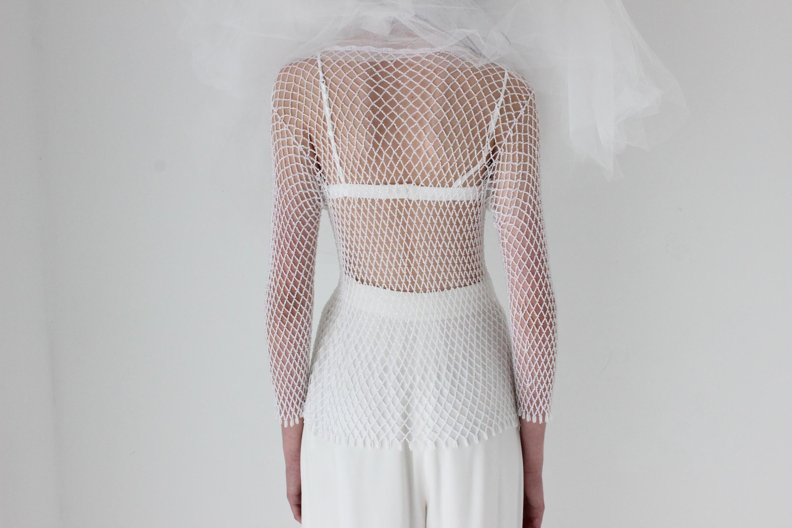Y2K Beaded Net Party Top