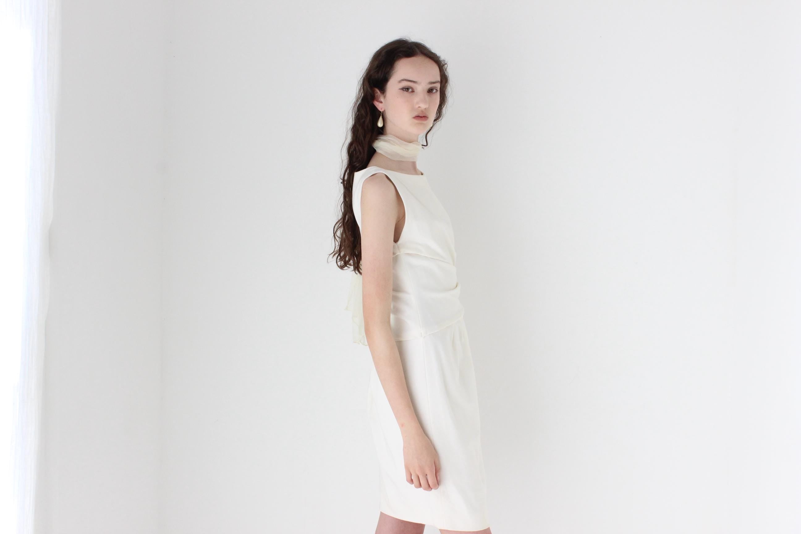 Y2K Moschino Draped Jersey High Neck Vintage Mini Dress