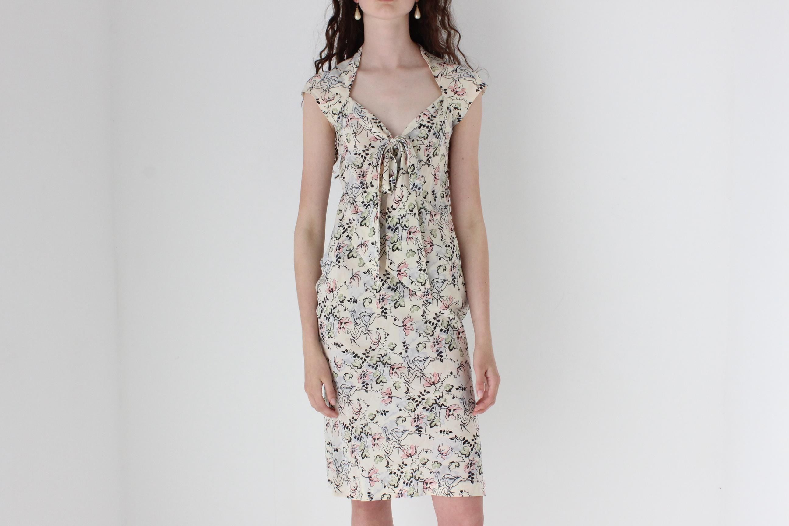1995 Archival Chloé by Karl Lagerfeld Bias Cut Silk Tea Dress