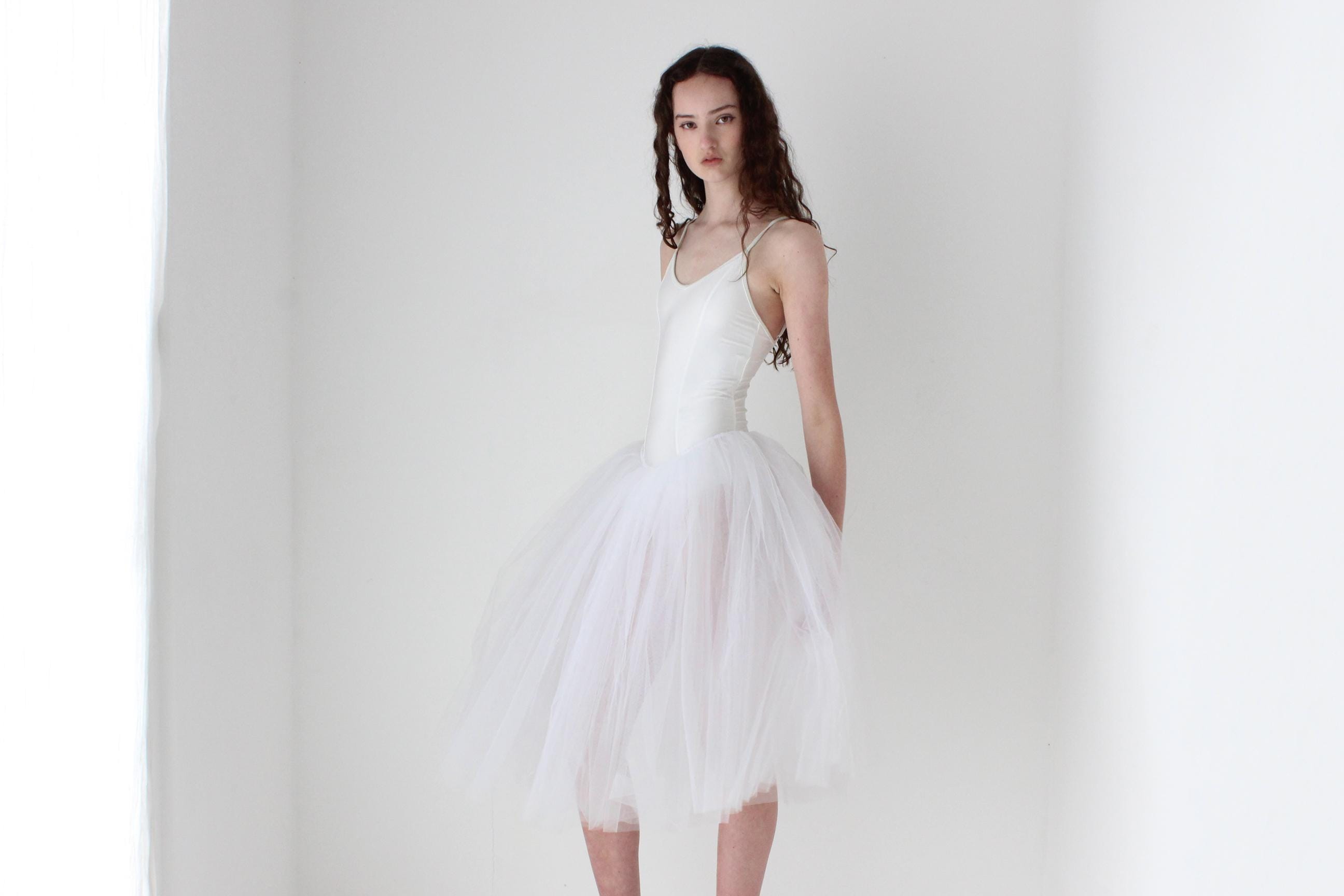 90s White Swan Ballet Tutu Party Dress