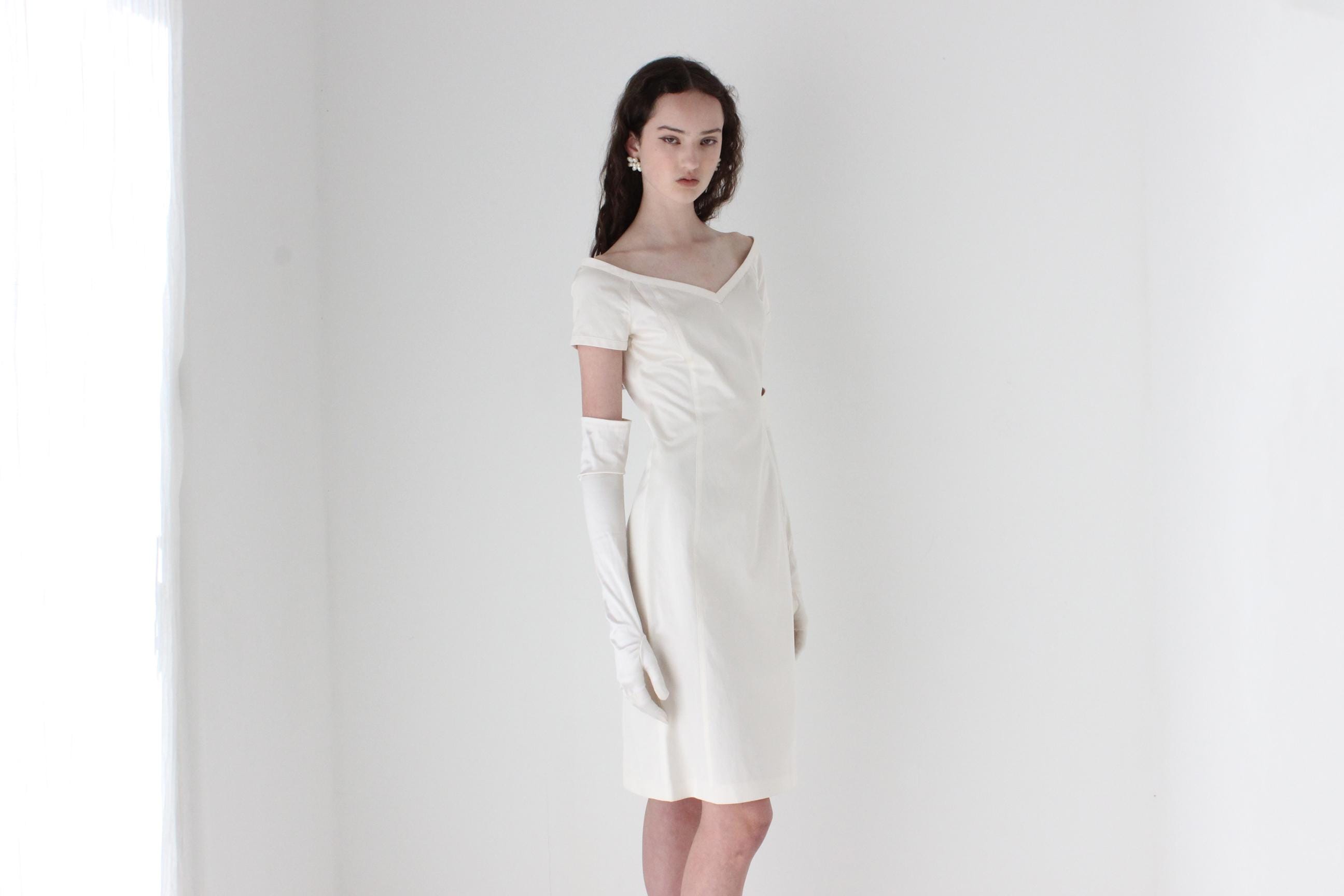 2000s Narcisco Rodriguez Silk Open Neck Short Sleeve Mini
