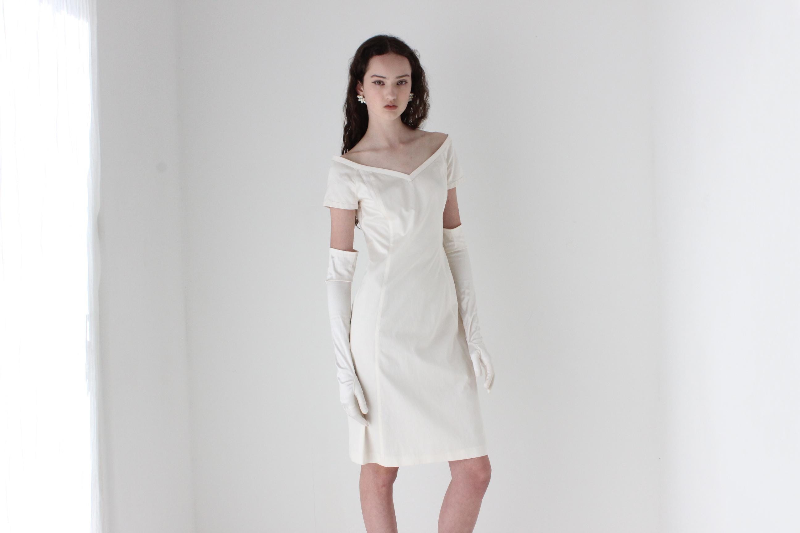 2000s Narcisco Rodriguez Silk Open Neck Short Sleeve Mini