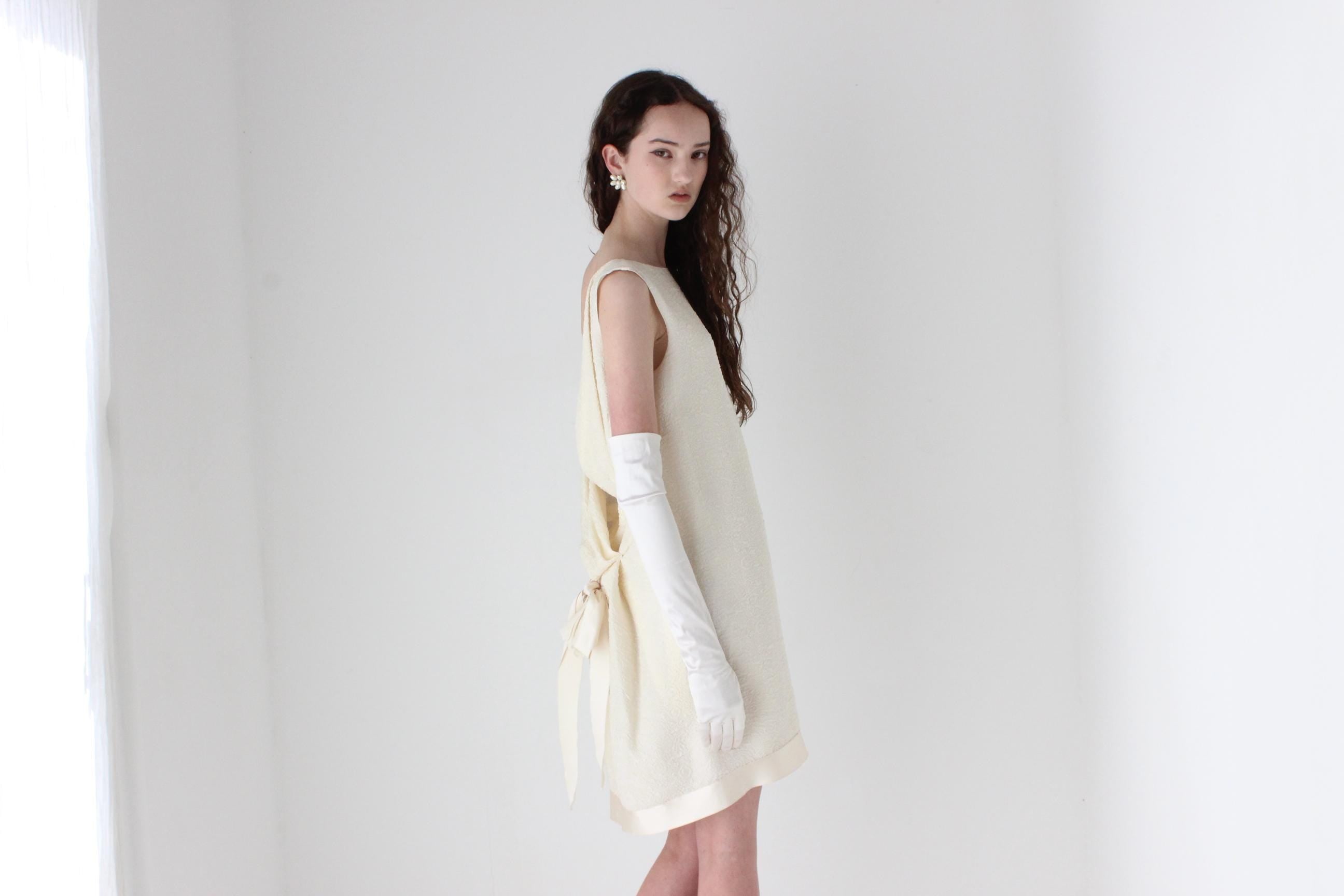 2004 LANVIN Silk Cloque Mini w/ Stunning Rosette