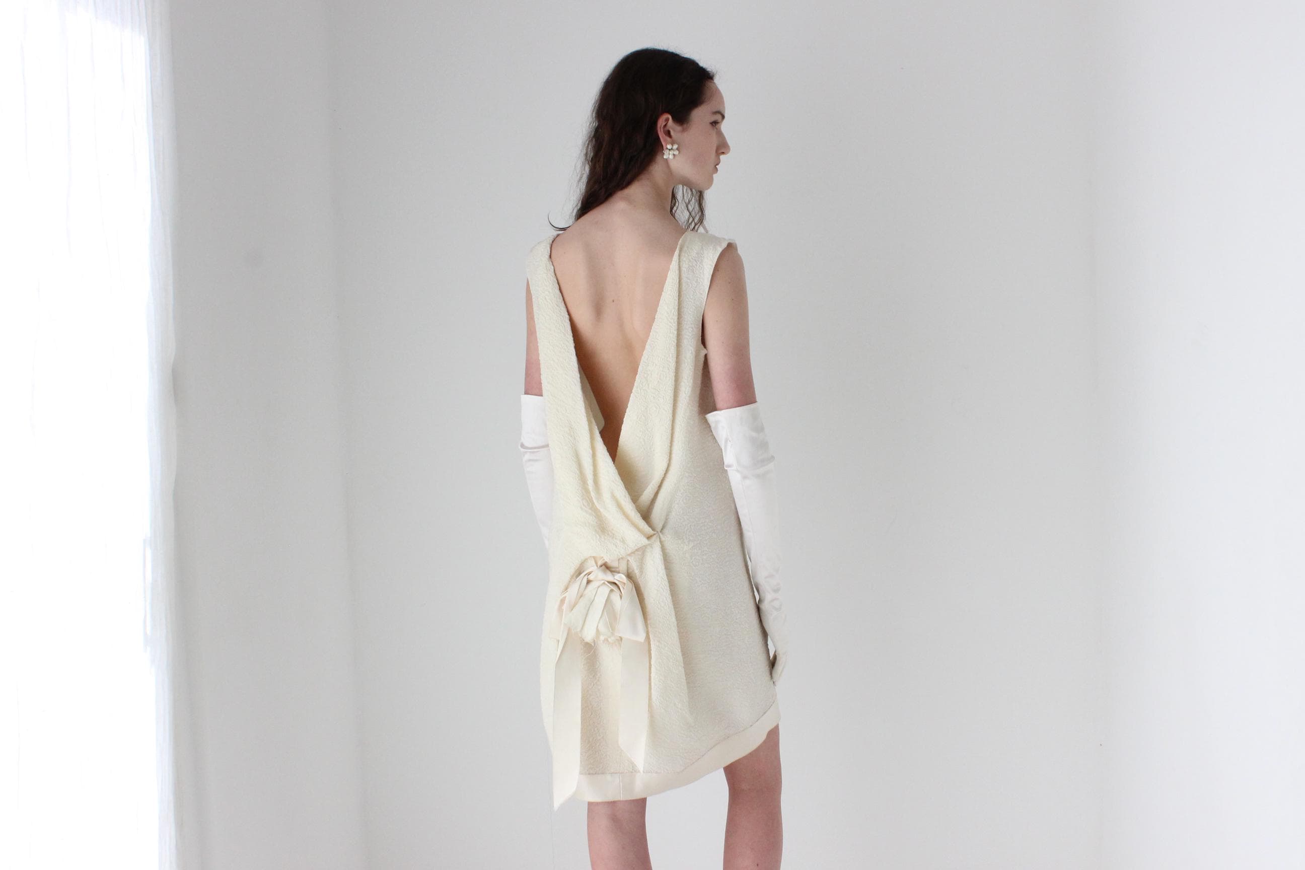 2004 LANVIN Silk Cloque Mini w/ Stunning Rosette