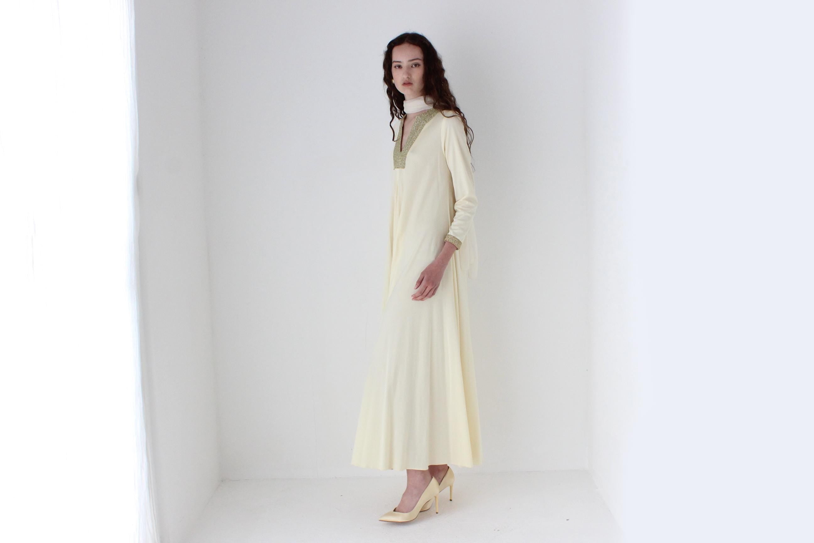 70s Disco Goddess Sweeping Jersey Dress