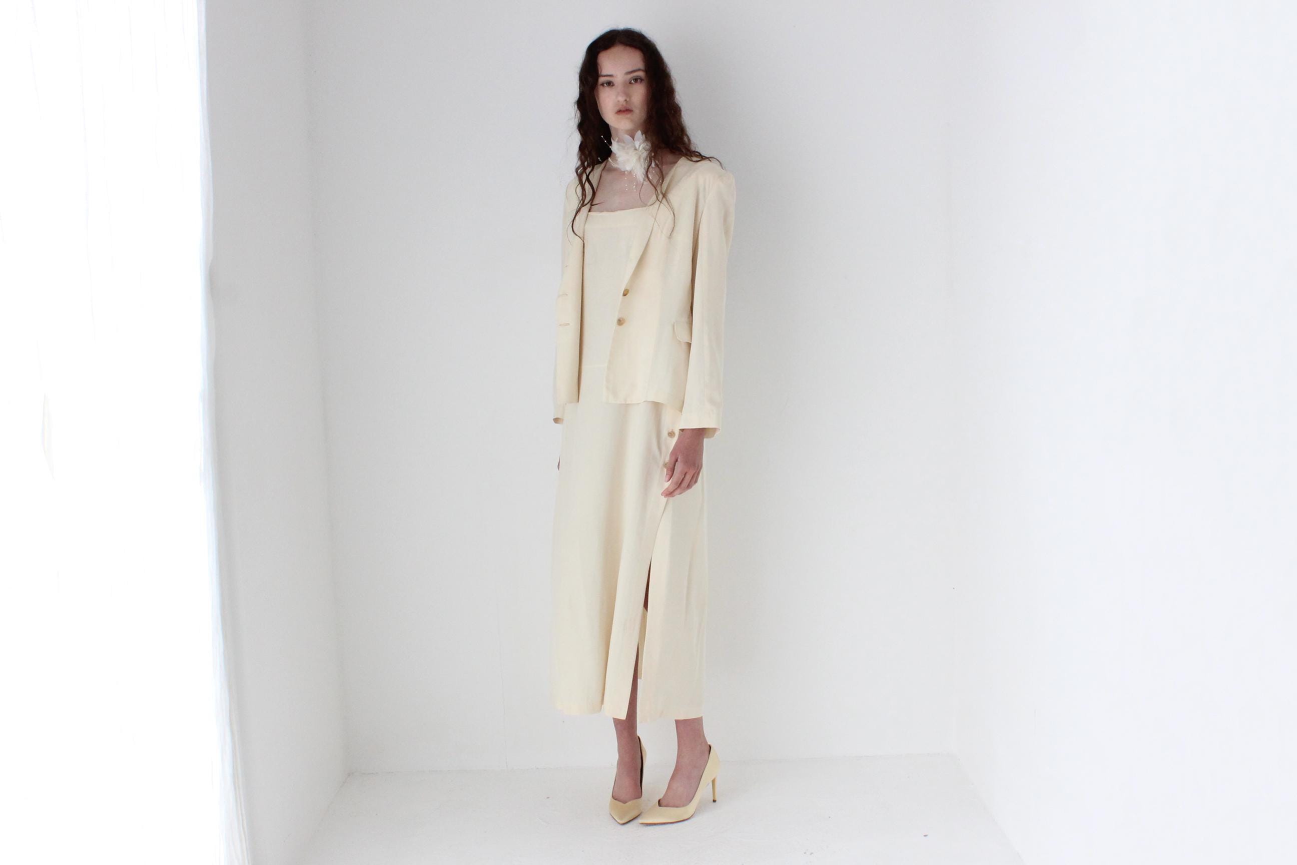 90s Morgane Le Fey Silk / Wool 'Two Piece' Jacket & Dress