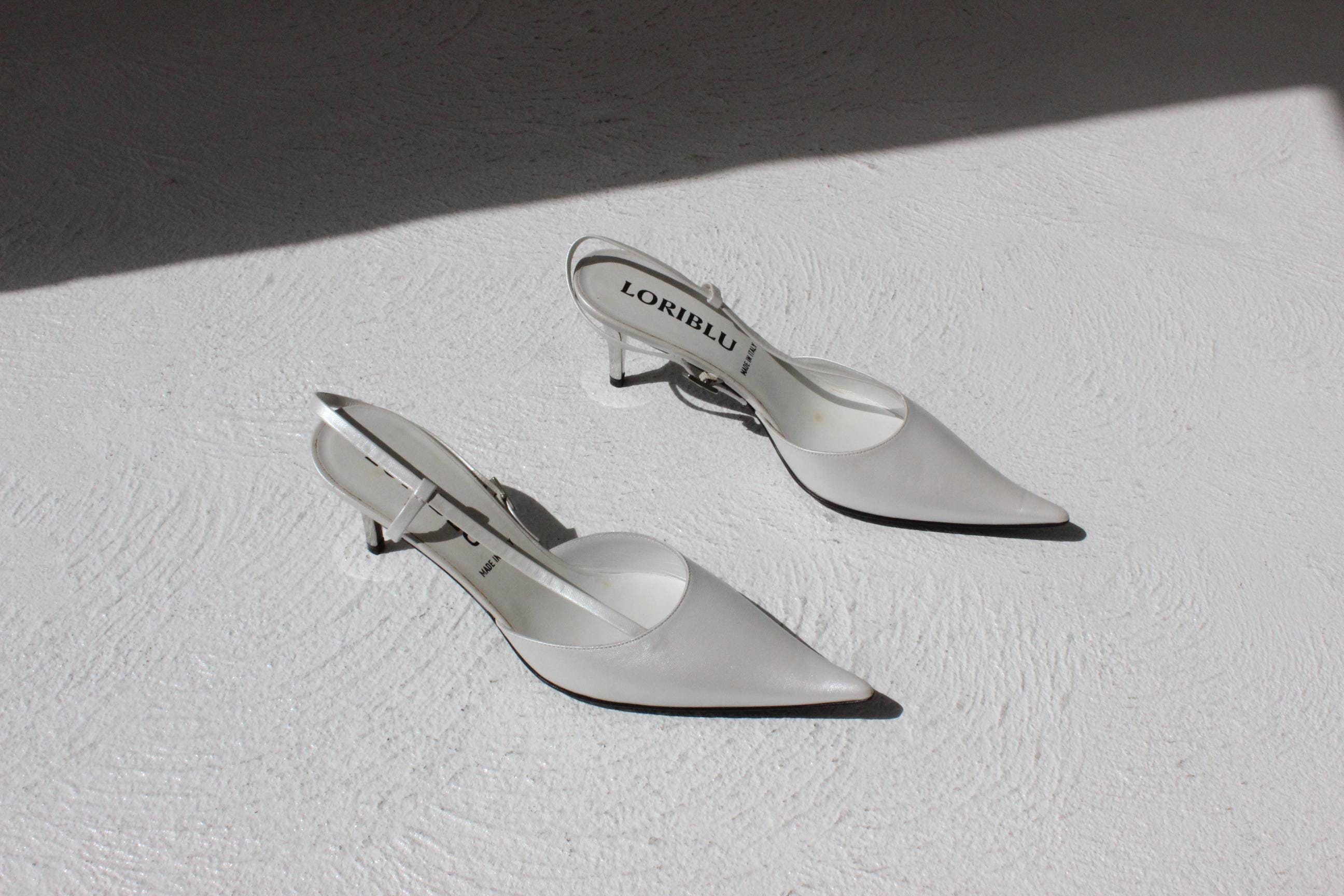 Y2K Italian Vintage Pointed Leather Heels - Euro 39