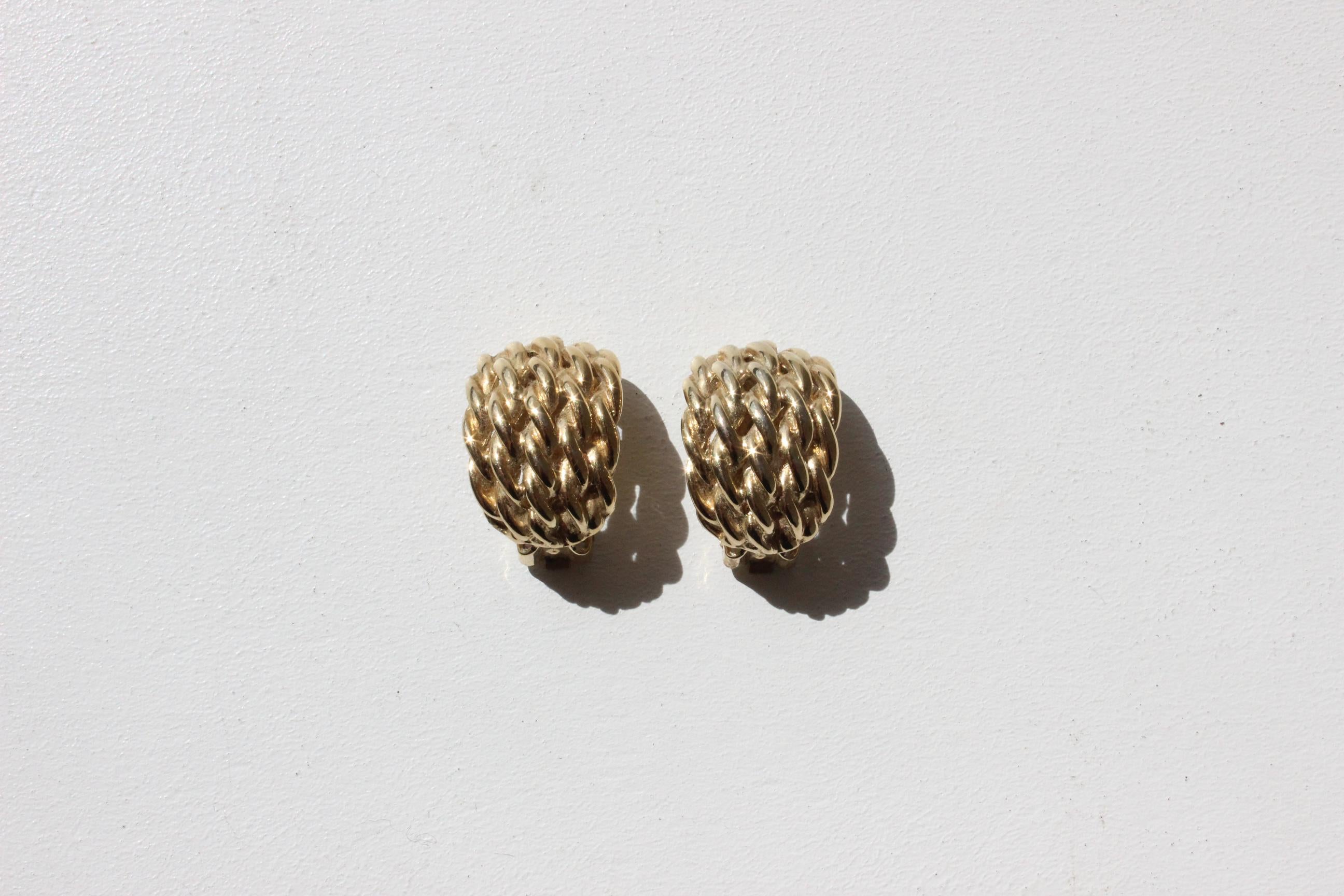 80s Gold Tone 'Chain Link' Clip Ons