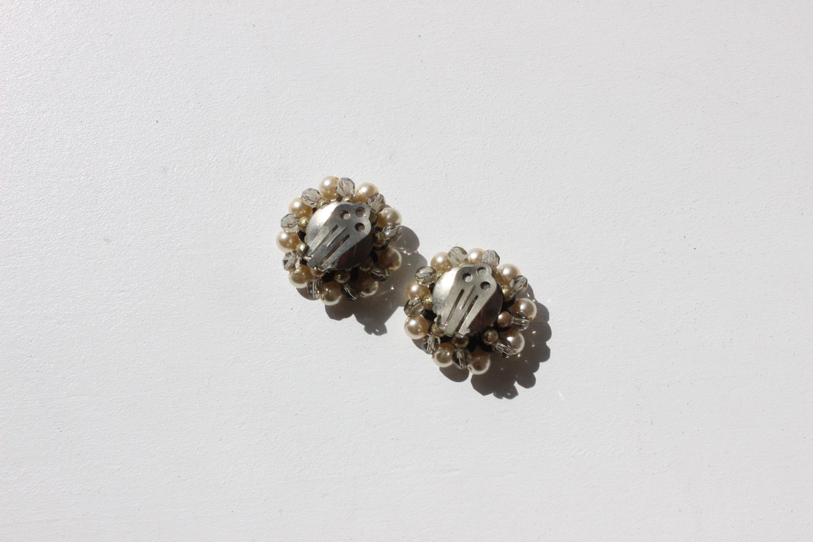 60s Beaded 'Flower' Clip Ons