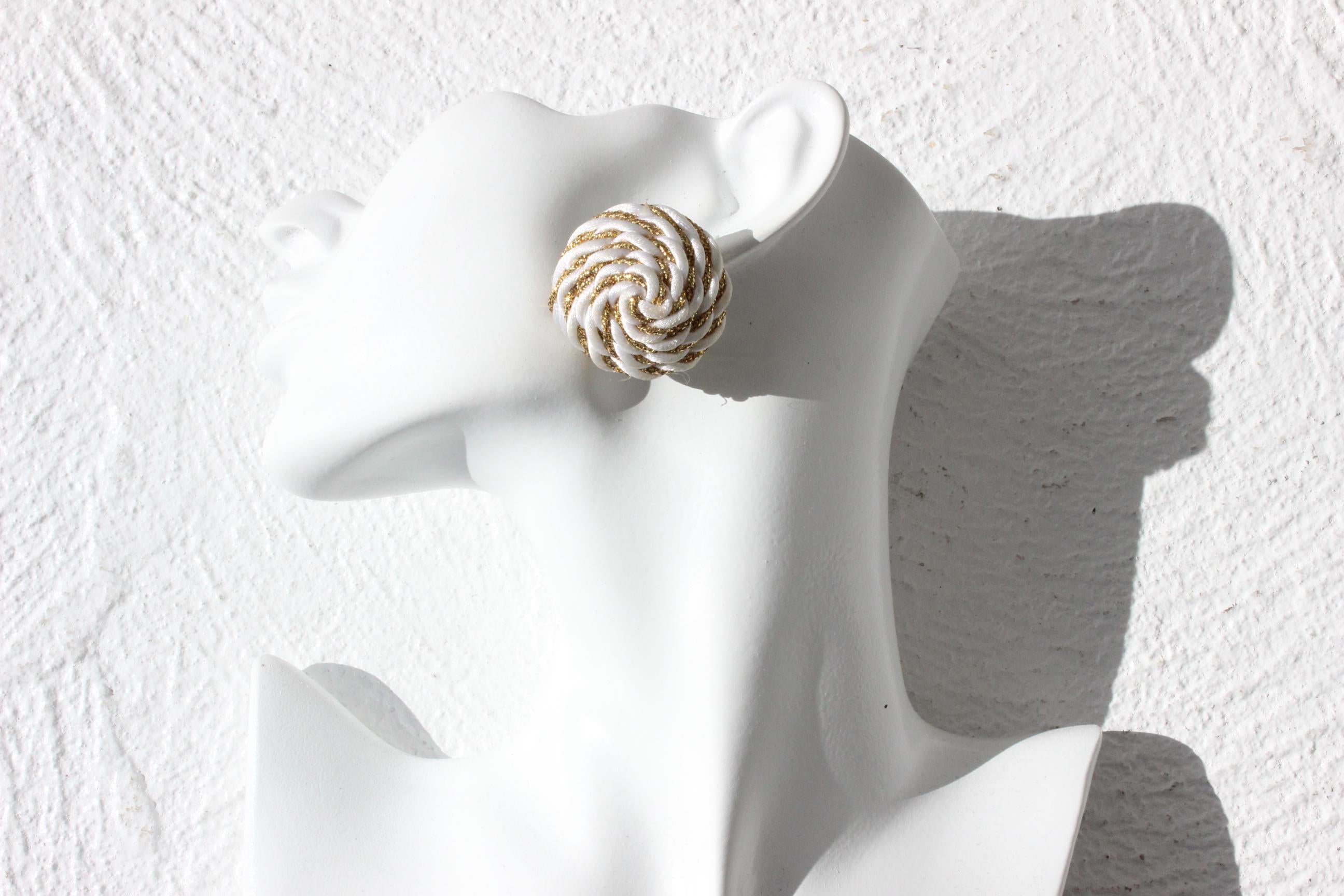 80s White & Gold Woven Rope Clip Ons