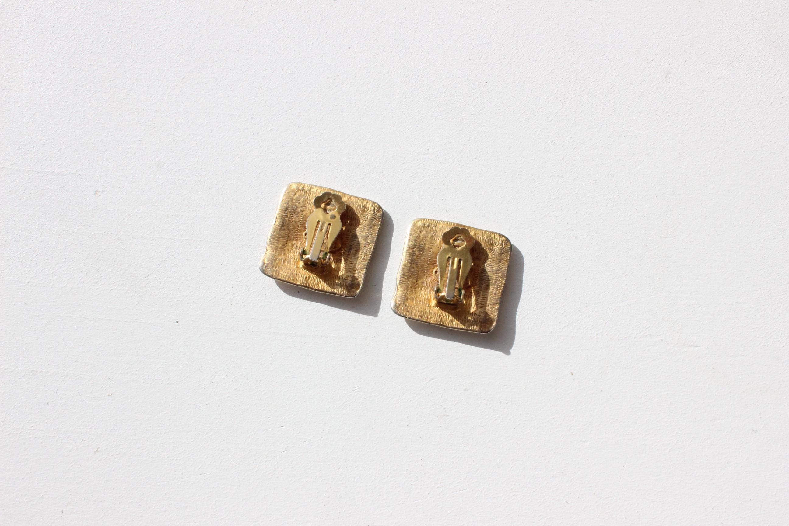 FRENCH COLLECTION 80s Brutalist Clip On Earrings by Maxine Denker