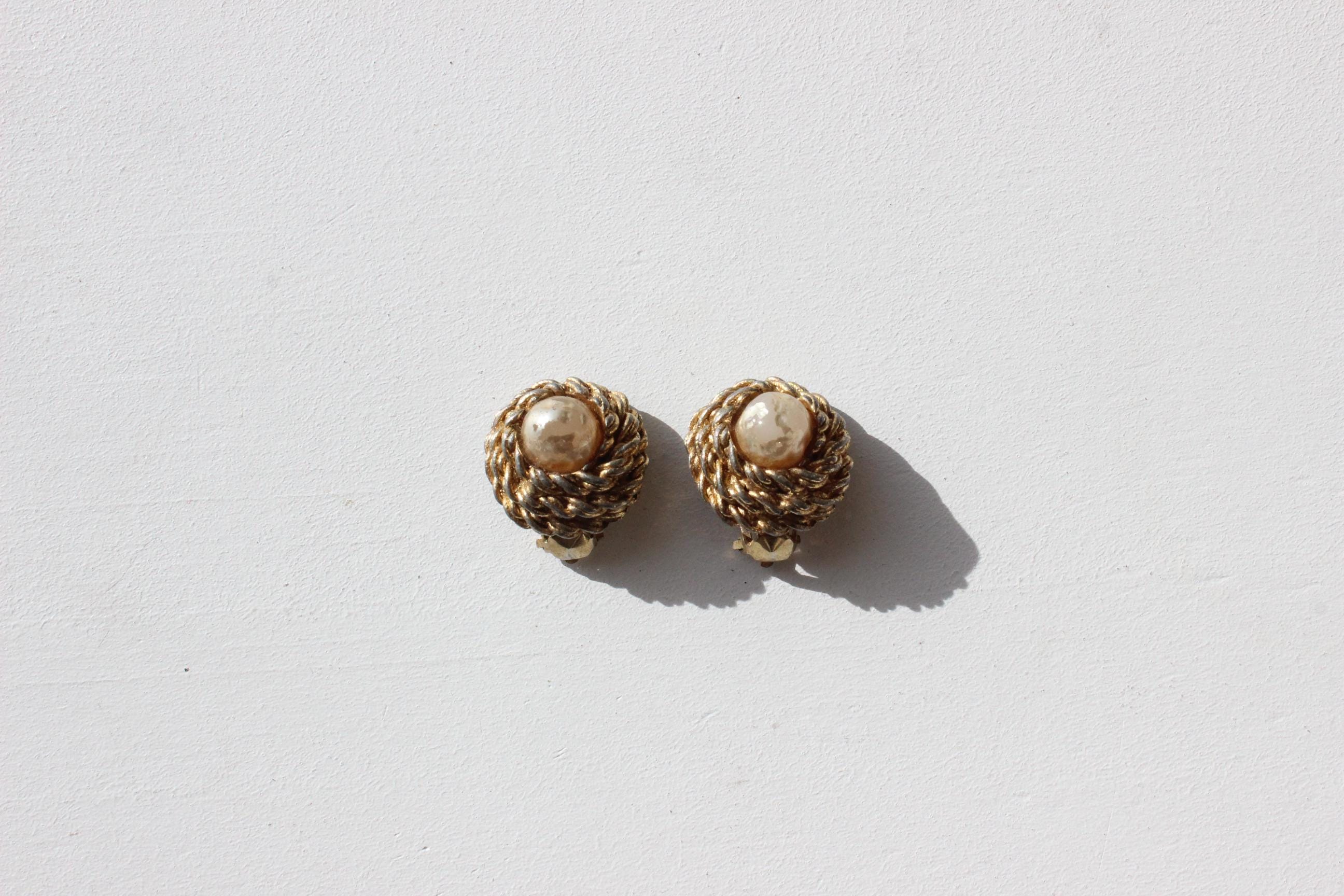 80s Baroque Gold Tone Metal Clip Ons