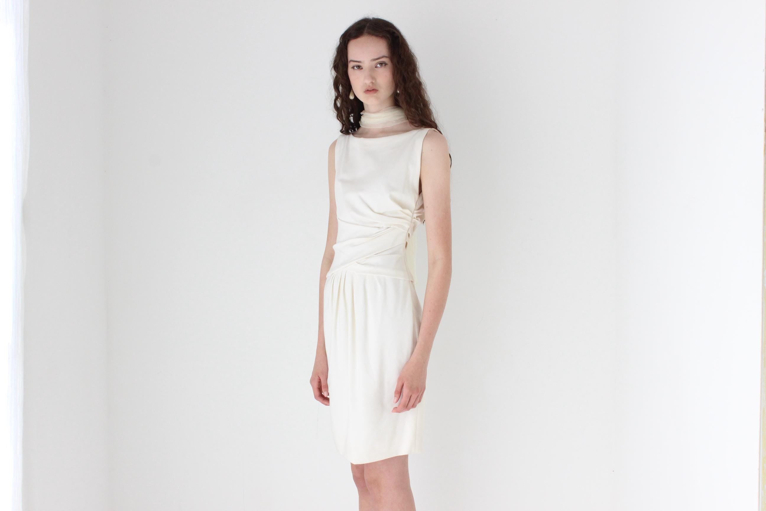 Y2K Moschino Draped Jersey High Neck Vintage Mini Dress