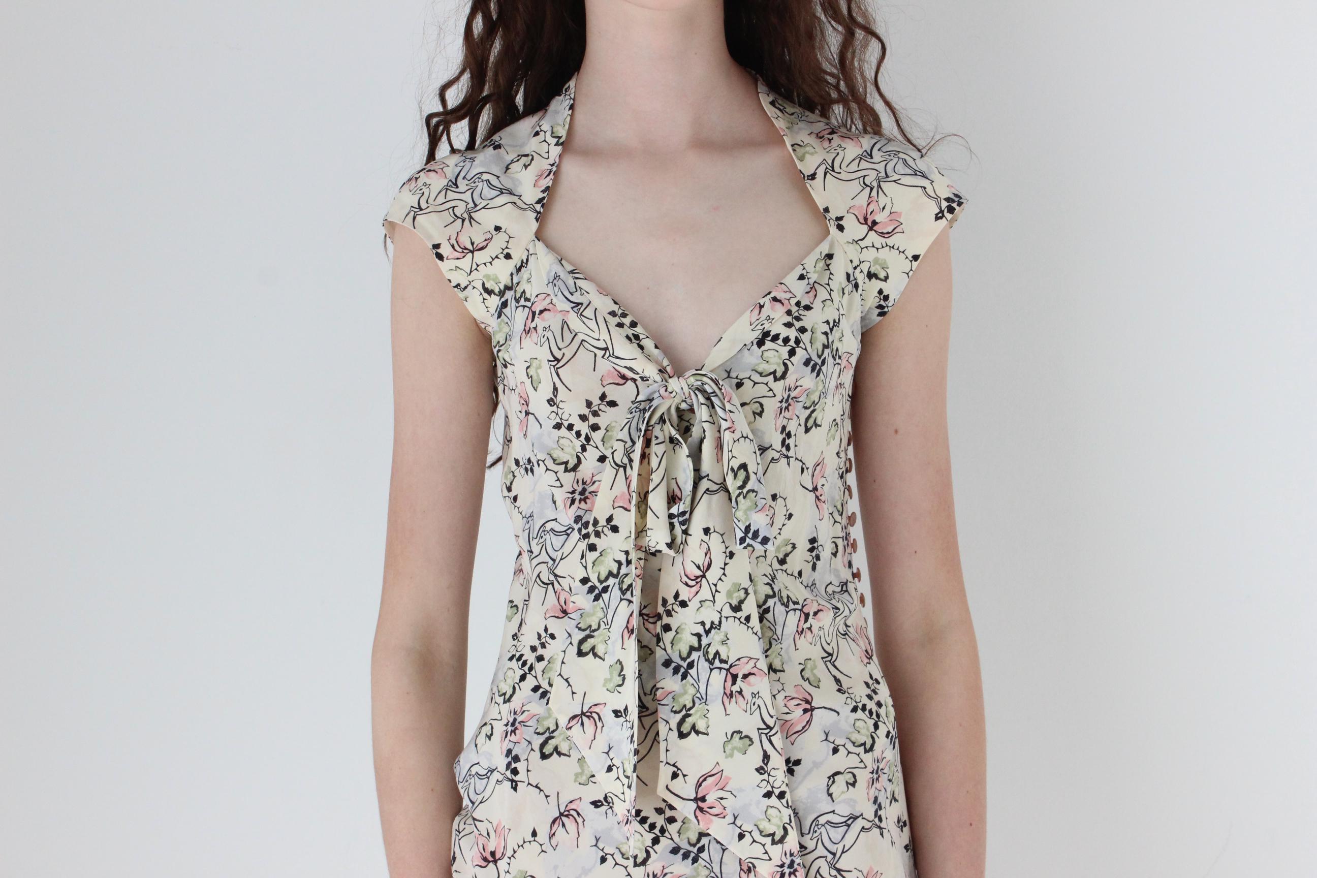 1995 Archival Chloé by Karl Lagerfeld Bias Cut Silk Tea Dress