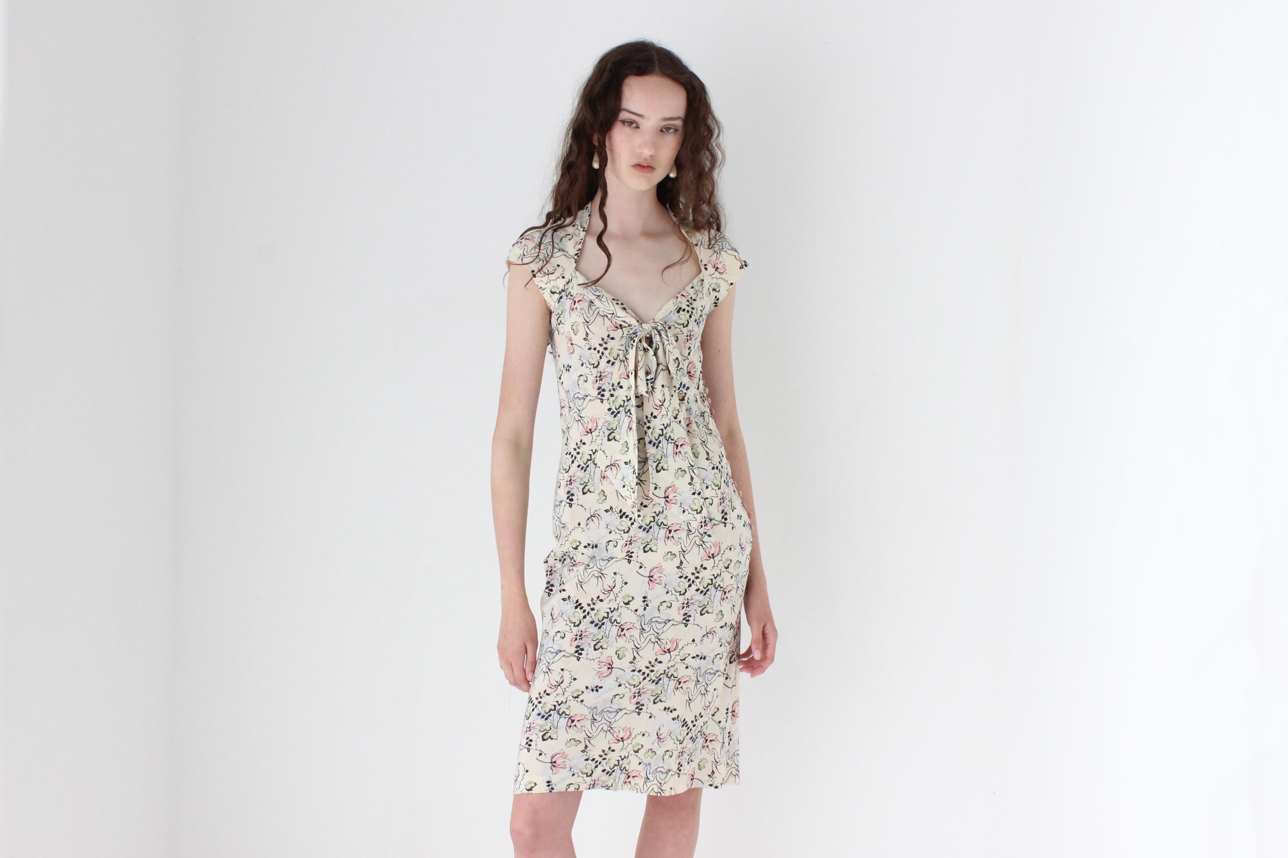 1995 Archival Chloé by Karl Lagerfeld Bias Cut Silk Tea Dress