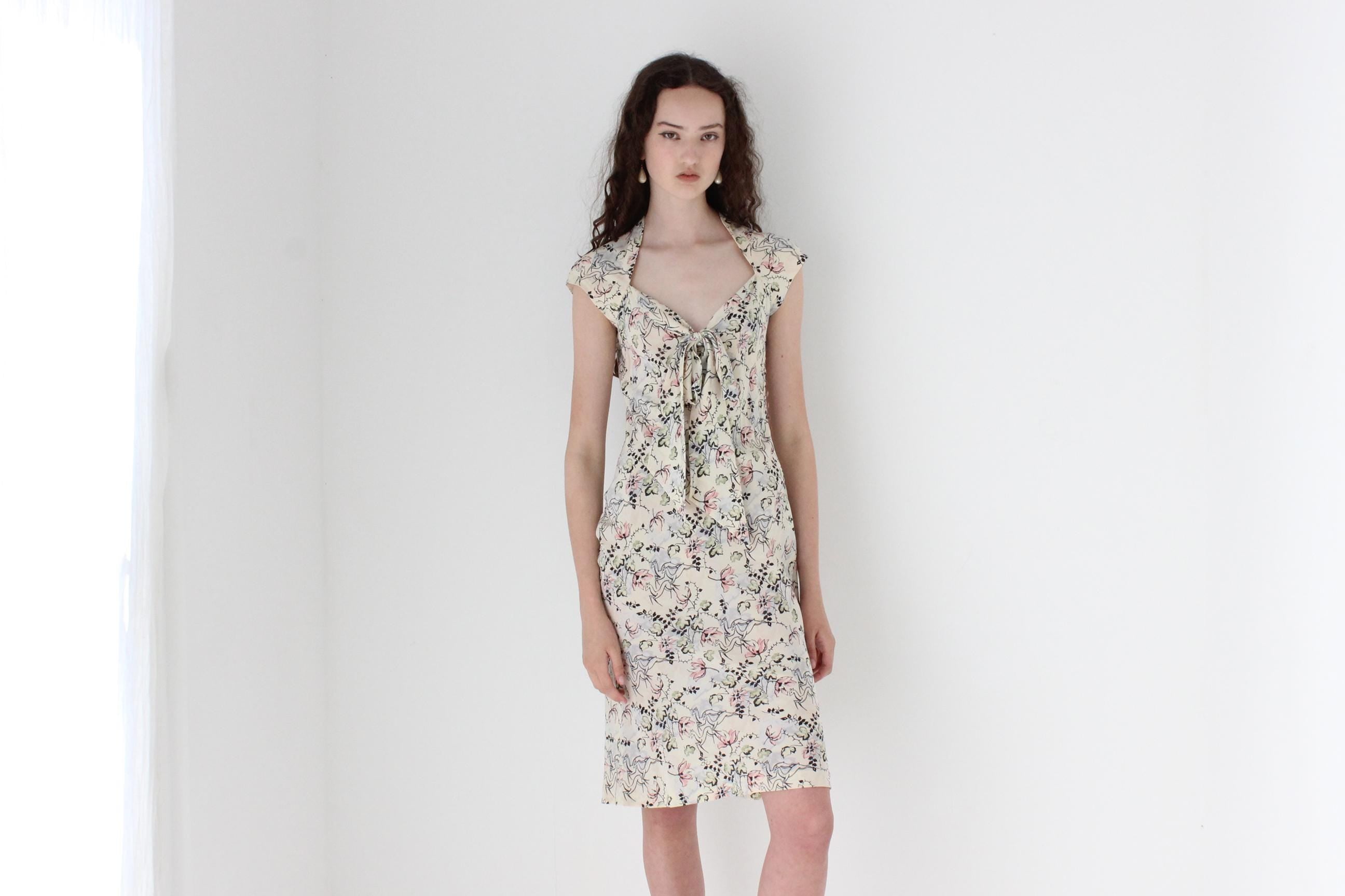 1995 Archival Chloé by Karl Lagerfeld Bias Cut Silk Tea Dress