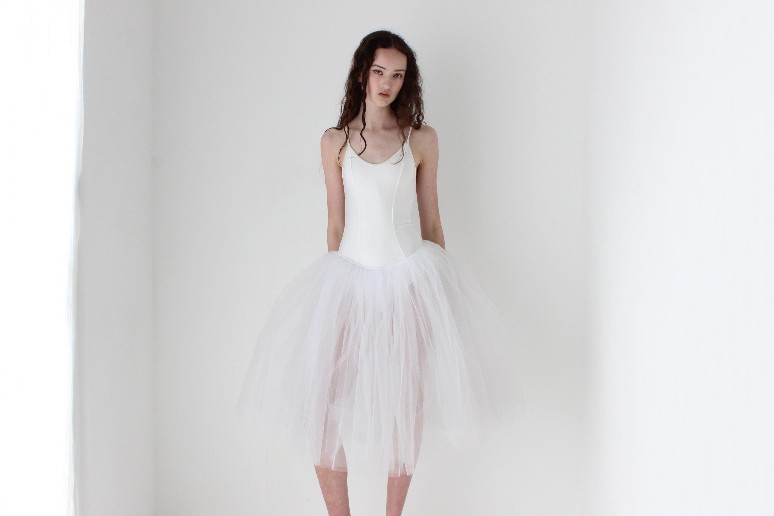 90s White Swan Ballet Tutu Party Dress