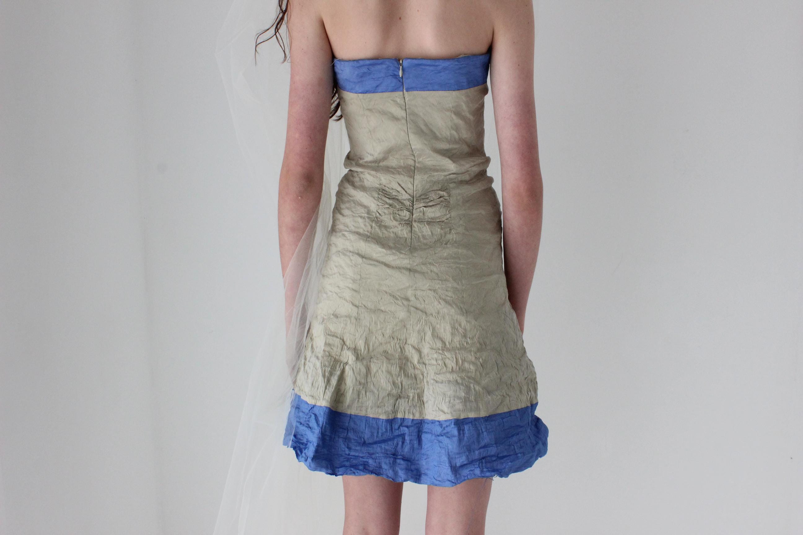 Y2K Nicole Miller Metallic Strapless Mini
