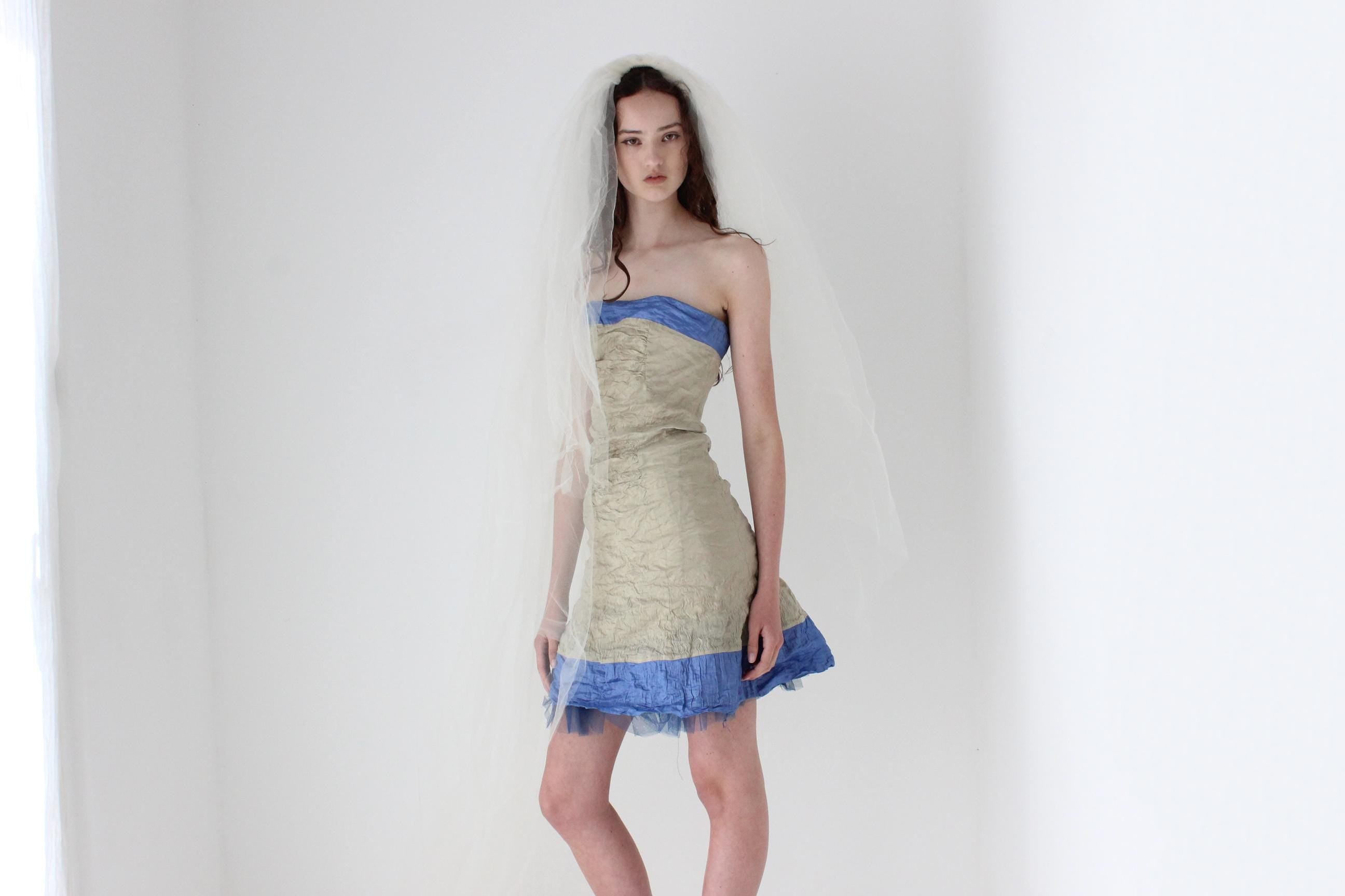 Y2K Nicole Miller Metallic Strapless Mini