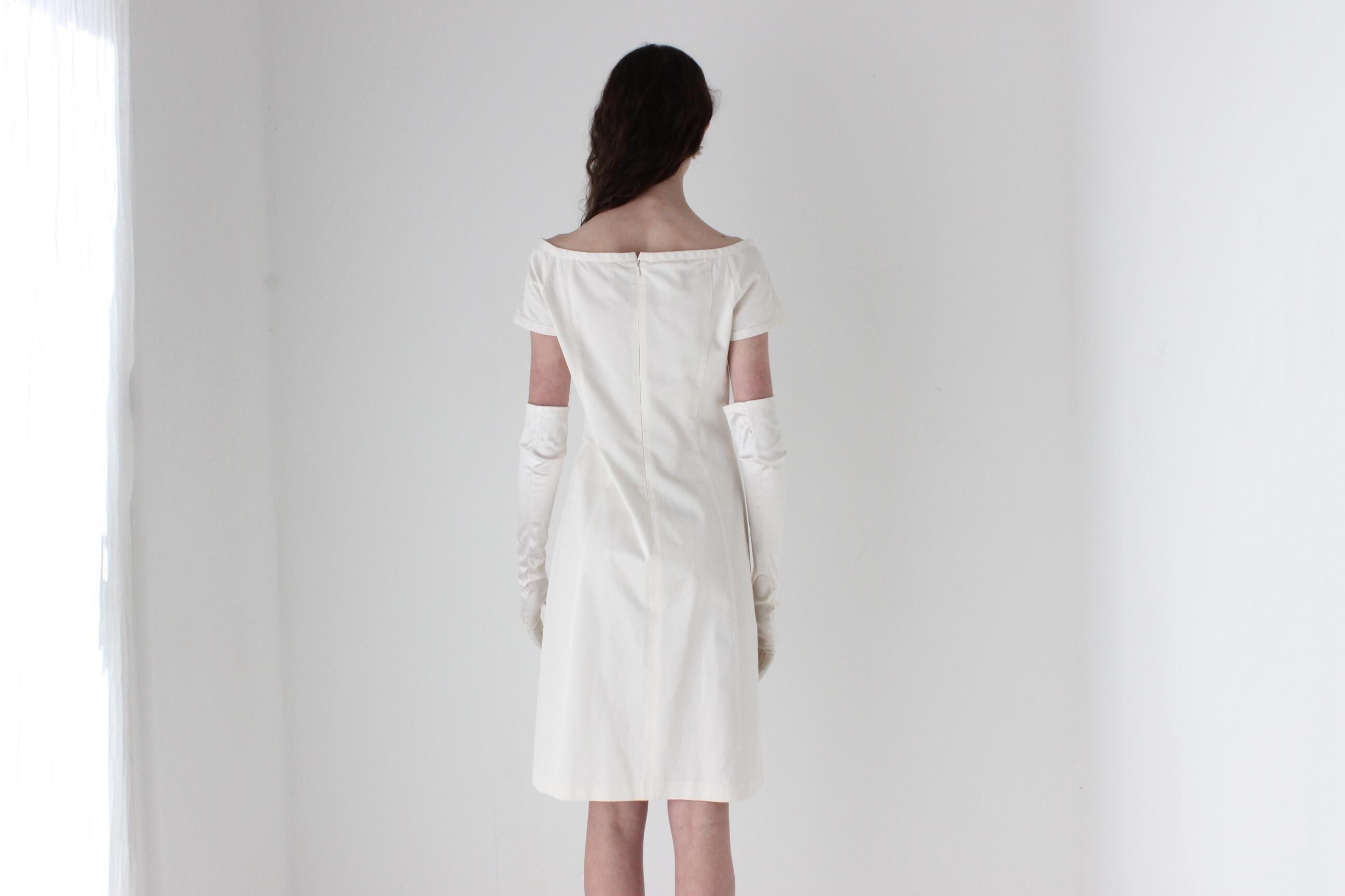 2000s Narcisco Rodriguez Silk Open Neck Short Sleeve Mini