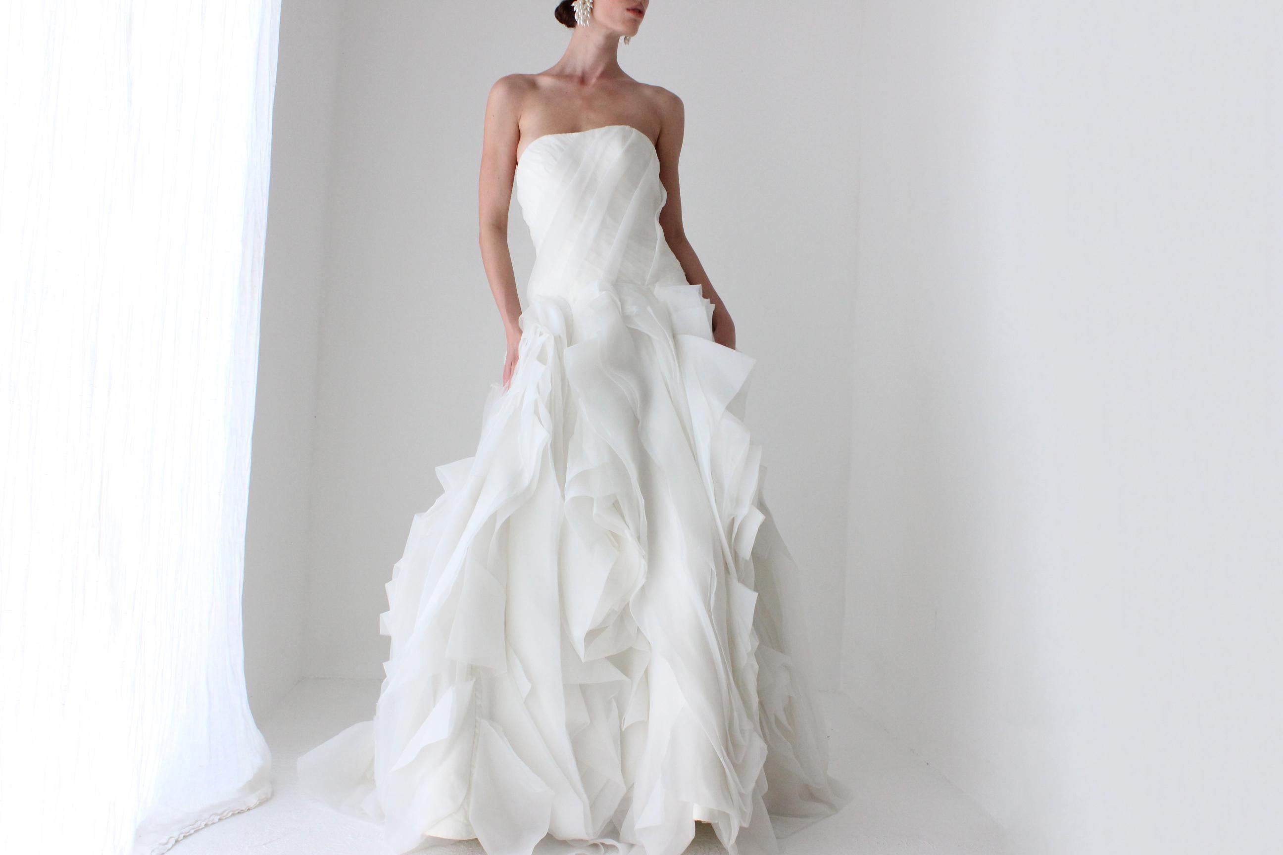Custom 2000s 'Distressed' Organza Wedding Gown