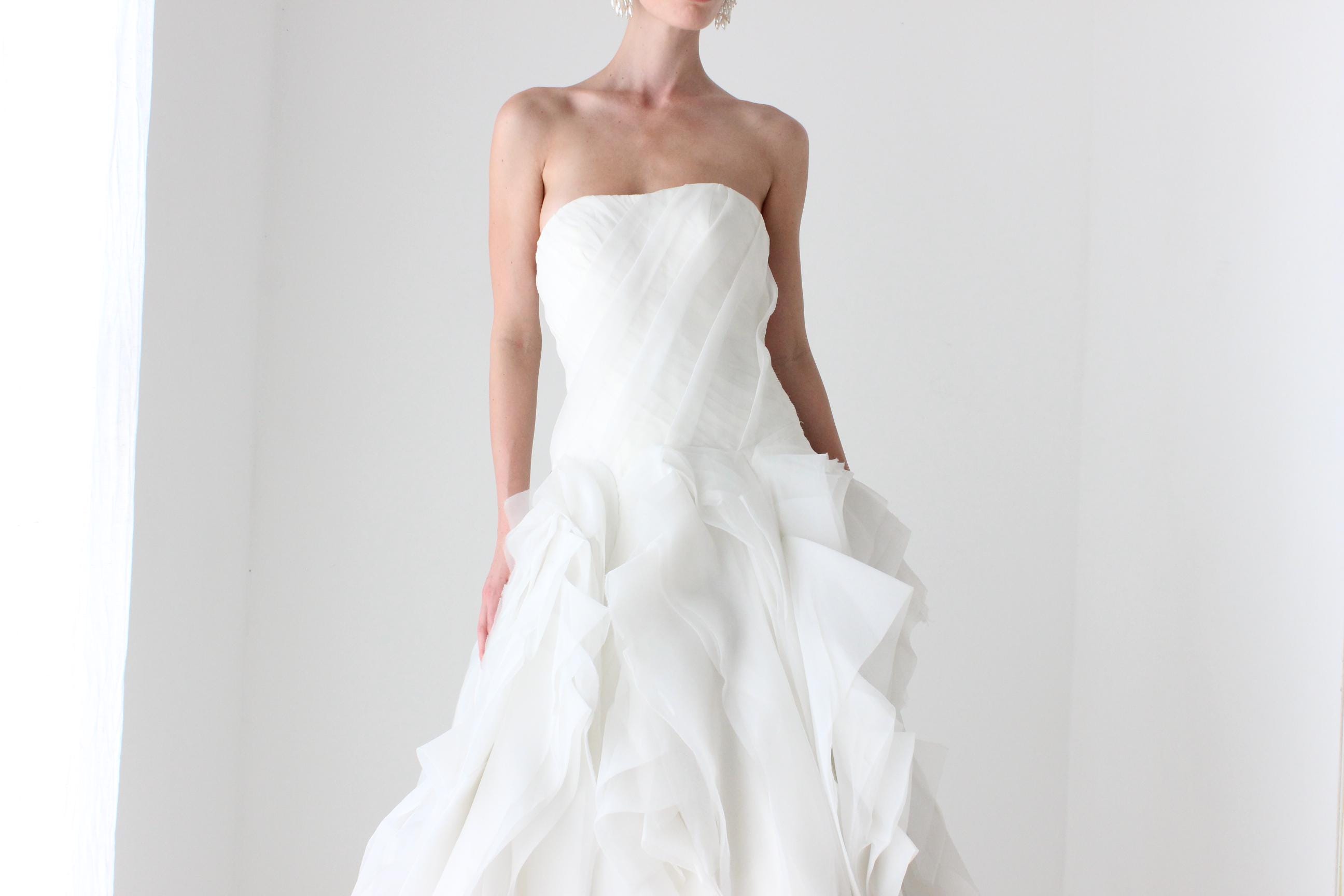 Custom 2000s 'Distressed' Organza Wedding Gown