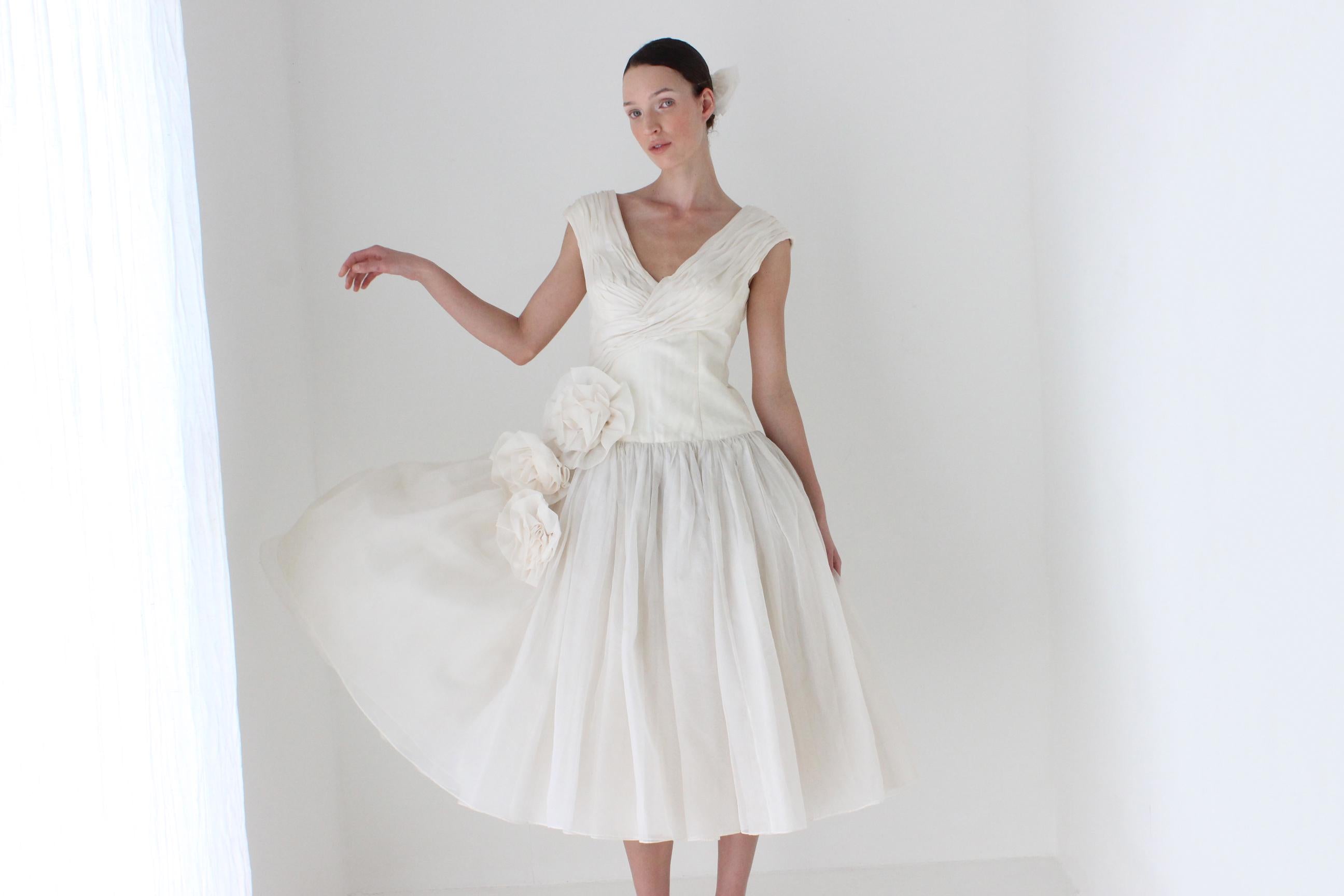1989 Custom Made Silk Organza Sculptural Puff Dress