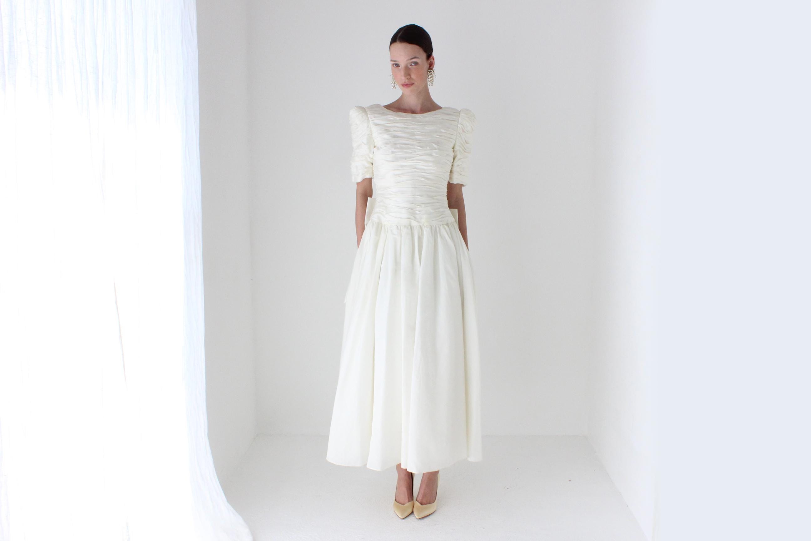 Glorious 80s Victor Costa Silk Taffeta Tea Length Dress