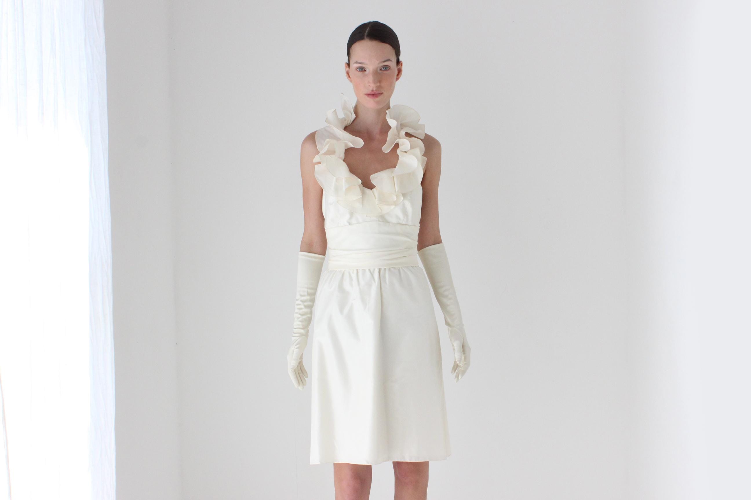 2011 AMSALE Ruffle Silk Taffeta Mini