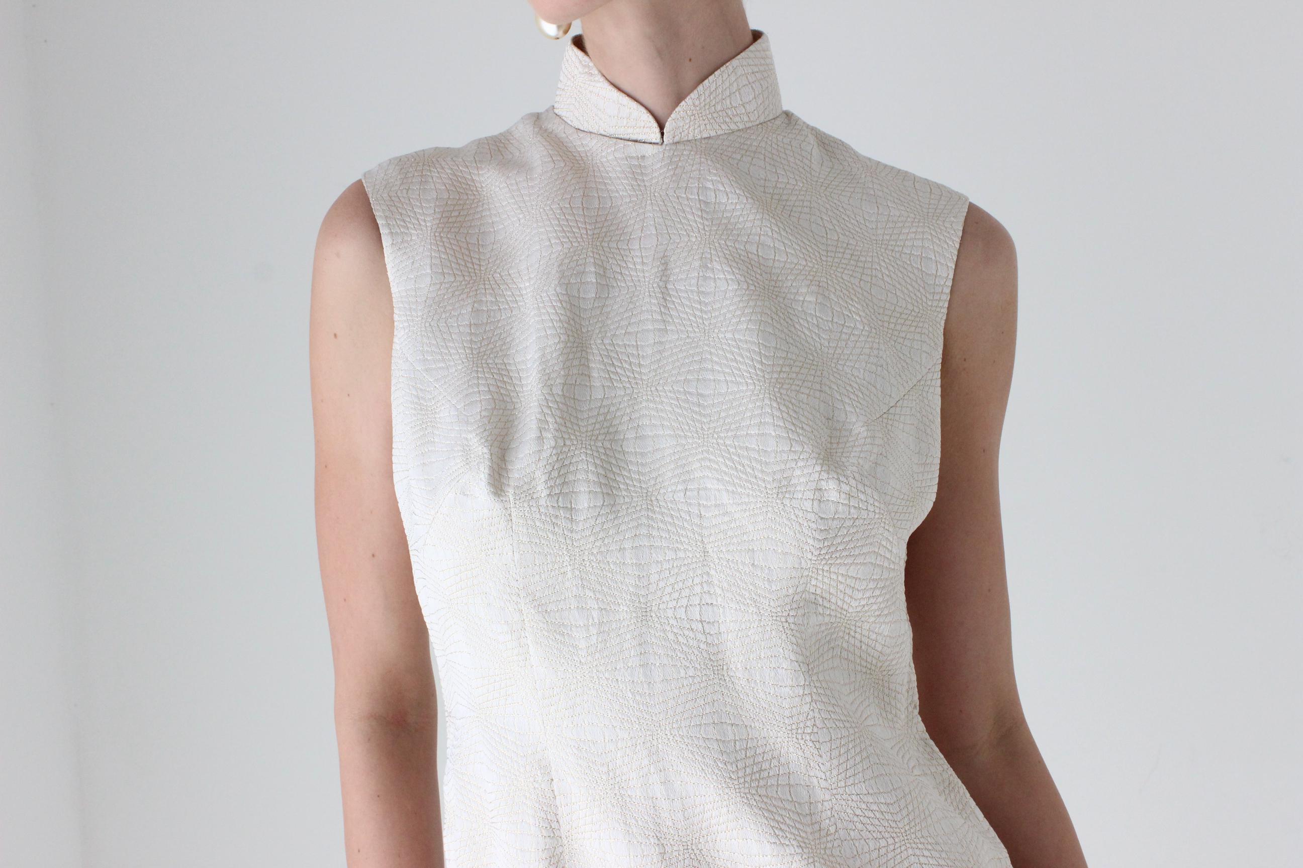 80s Custom Made Mandarin Collar Dress