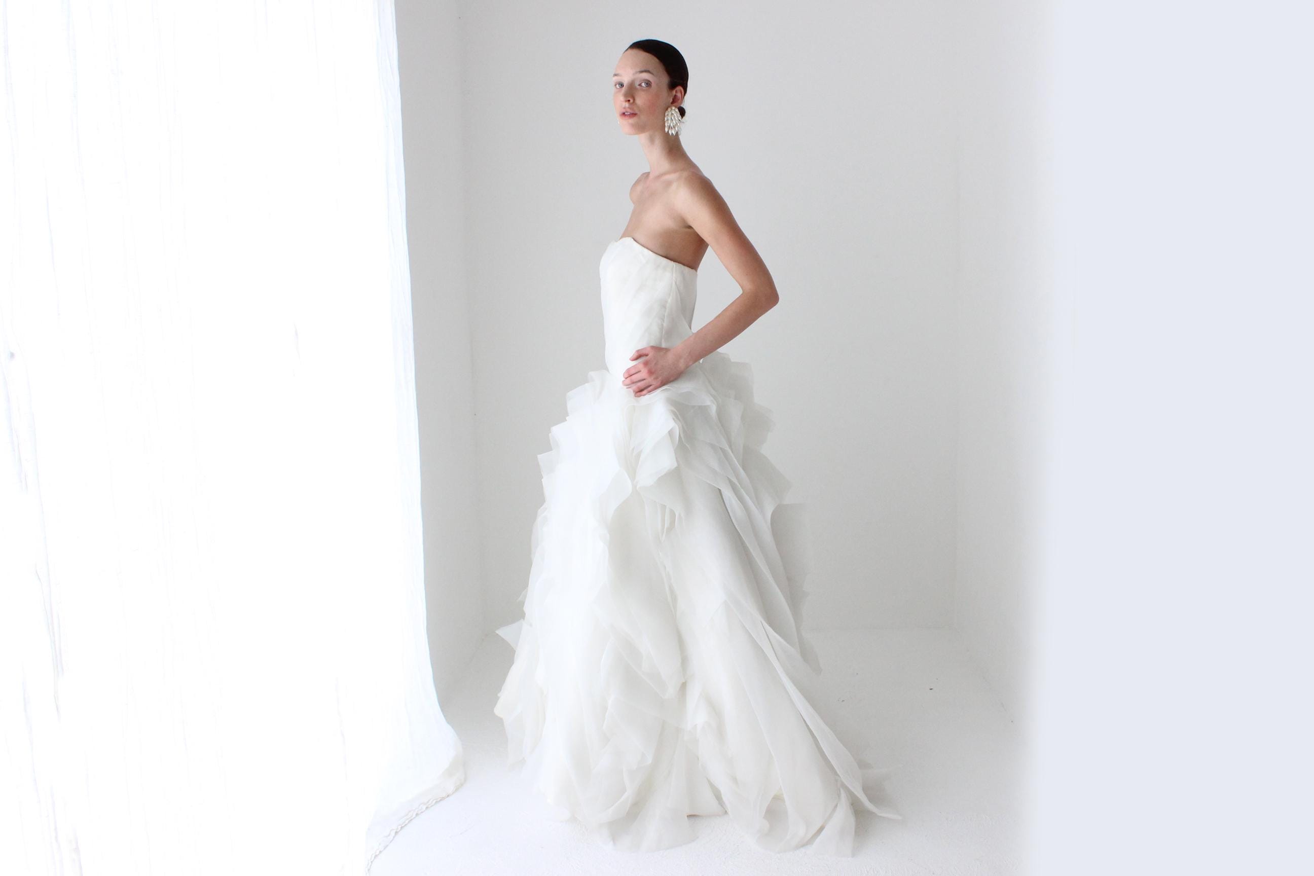 Custom 2000s 'Distressed' Organza Wedding Gown