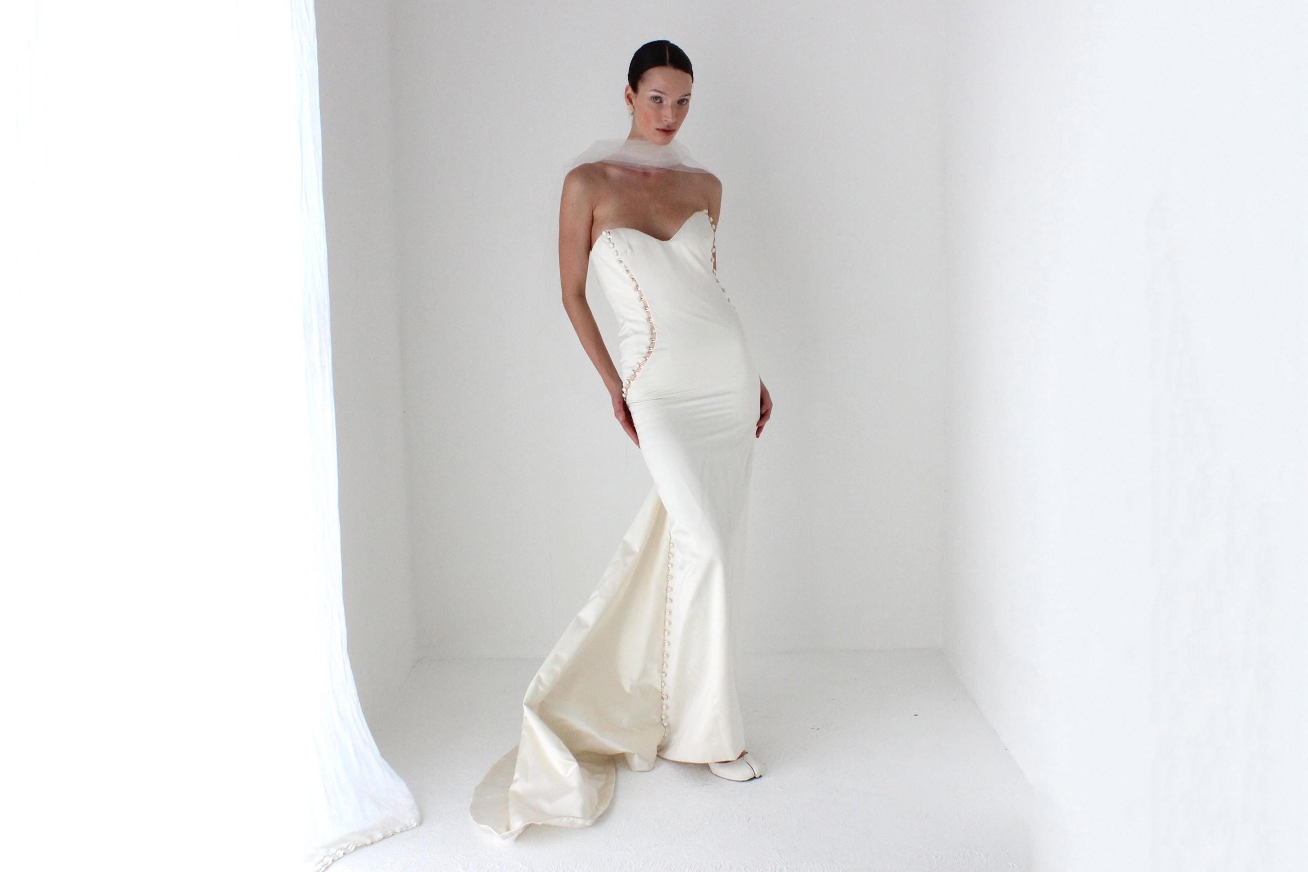 2011 Douglas Hannant Silk Satin Deconstructed Mermaid Gown