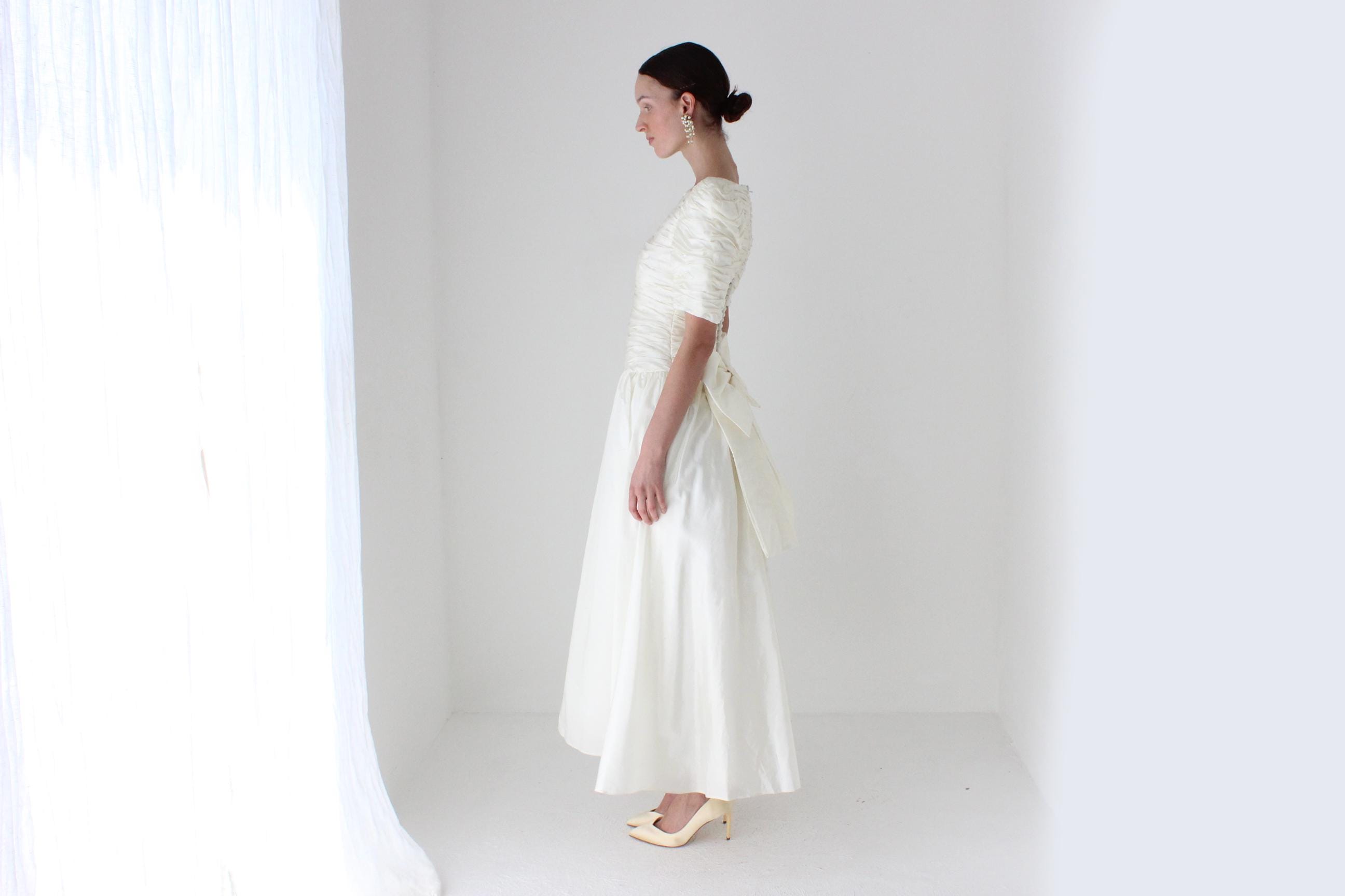 Glorious 80s Victor Costa Silk Taffeta Tea Length Dress