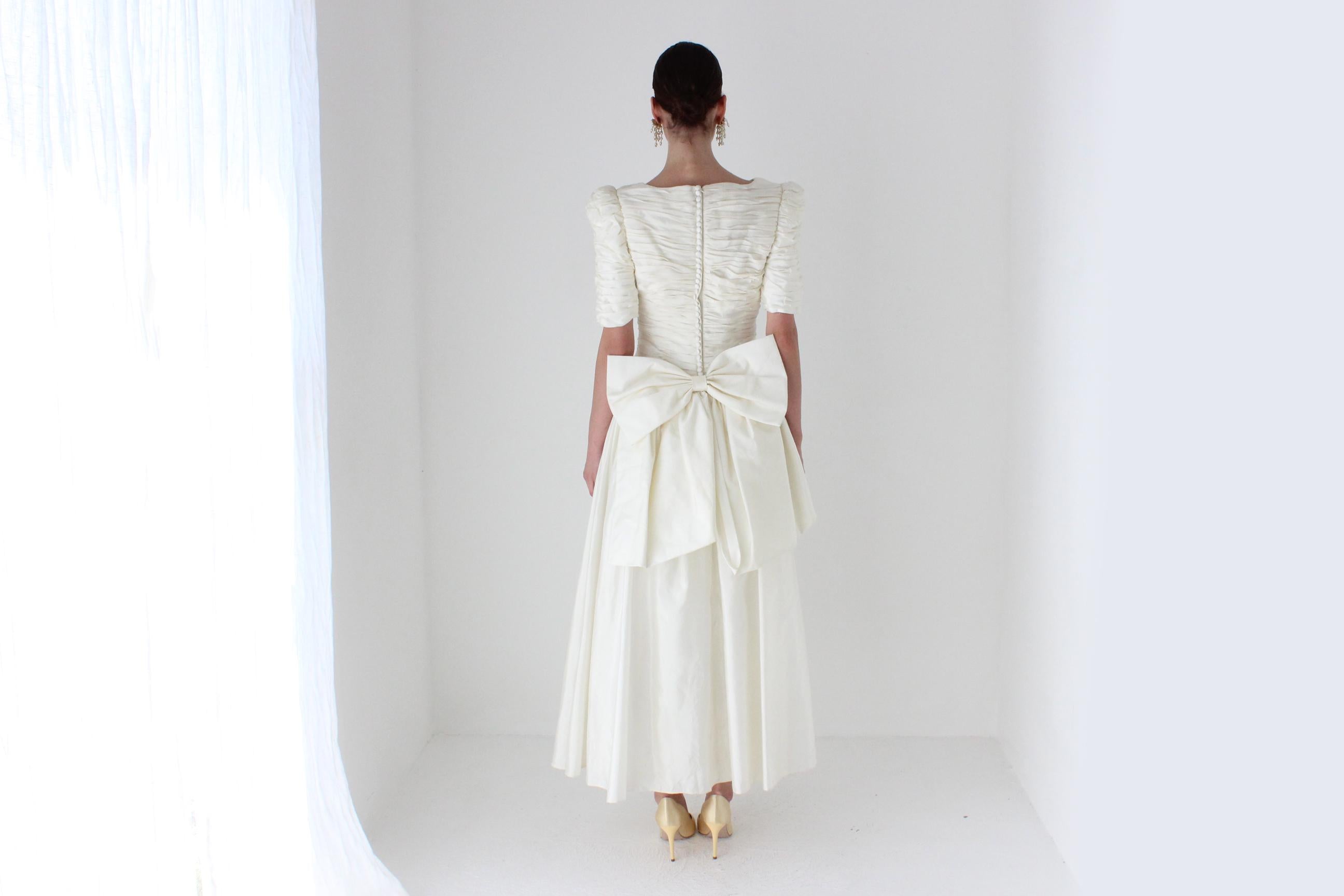 Glorious 80s Victor Costa Silk Taffeta Tea Length Dress