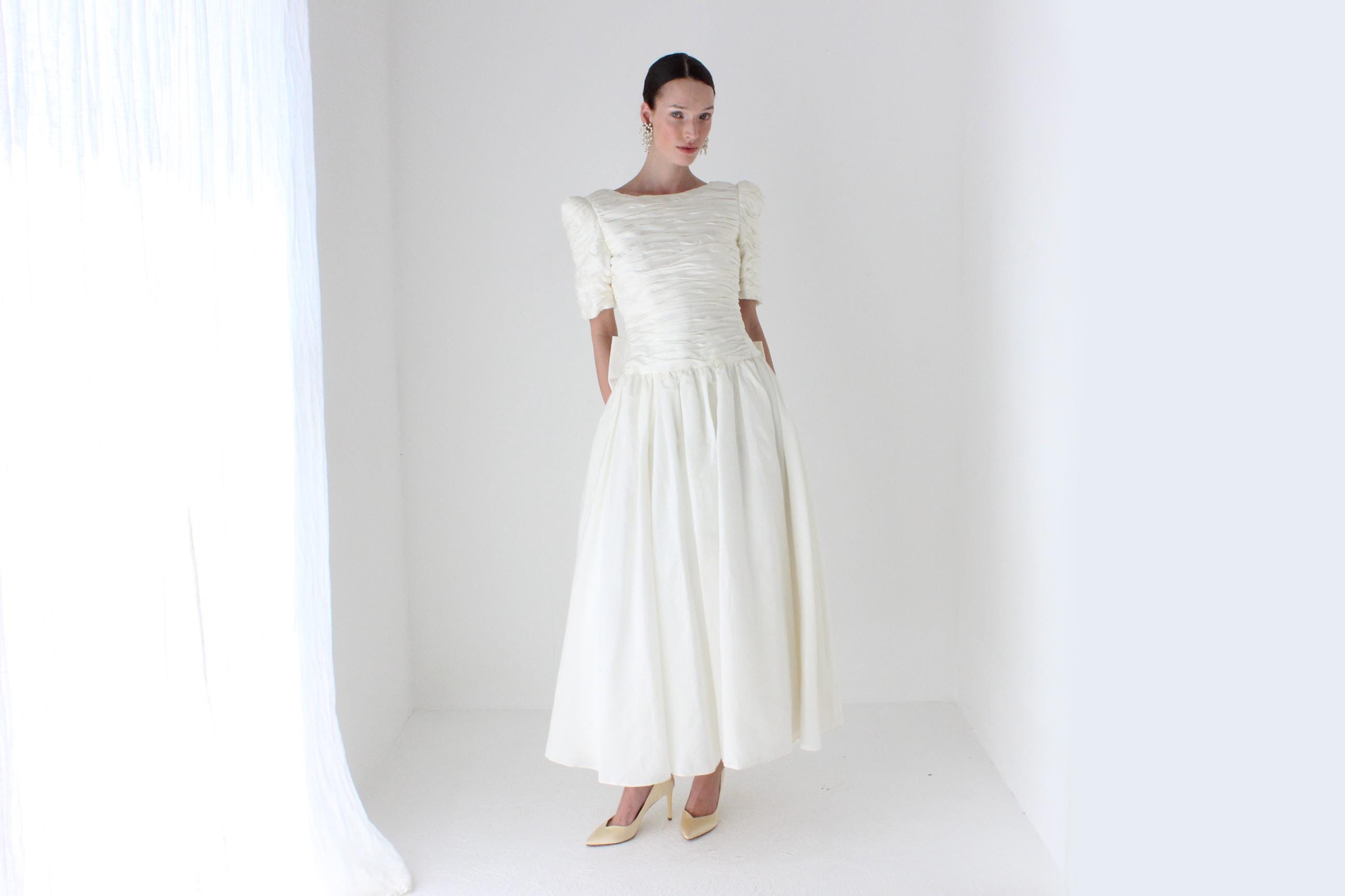 Glorious 80s Victor Costa Silk Taffeta Tea Length Dress