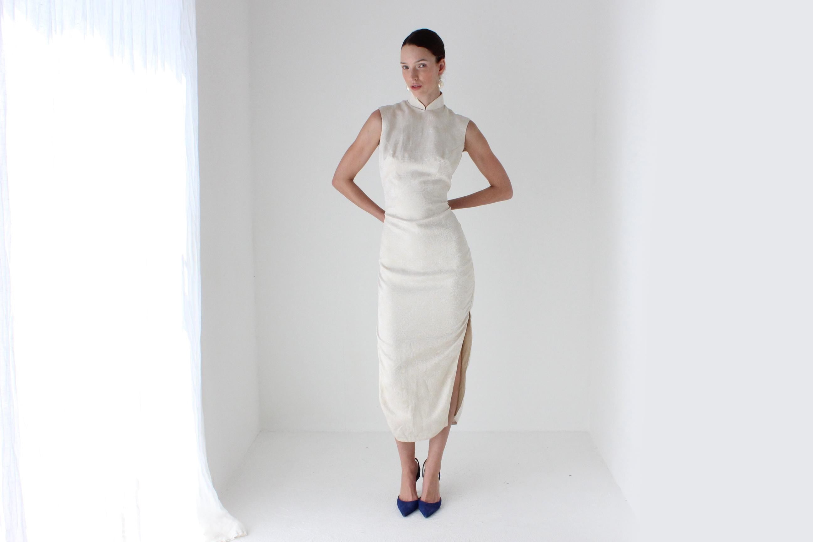 80s Custom Made Mandarin Collar Dress
