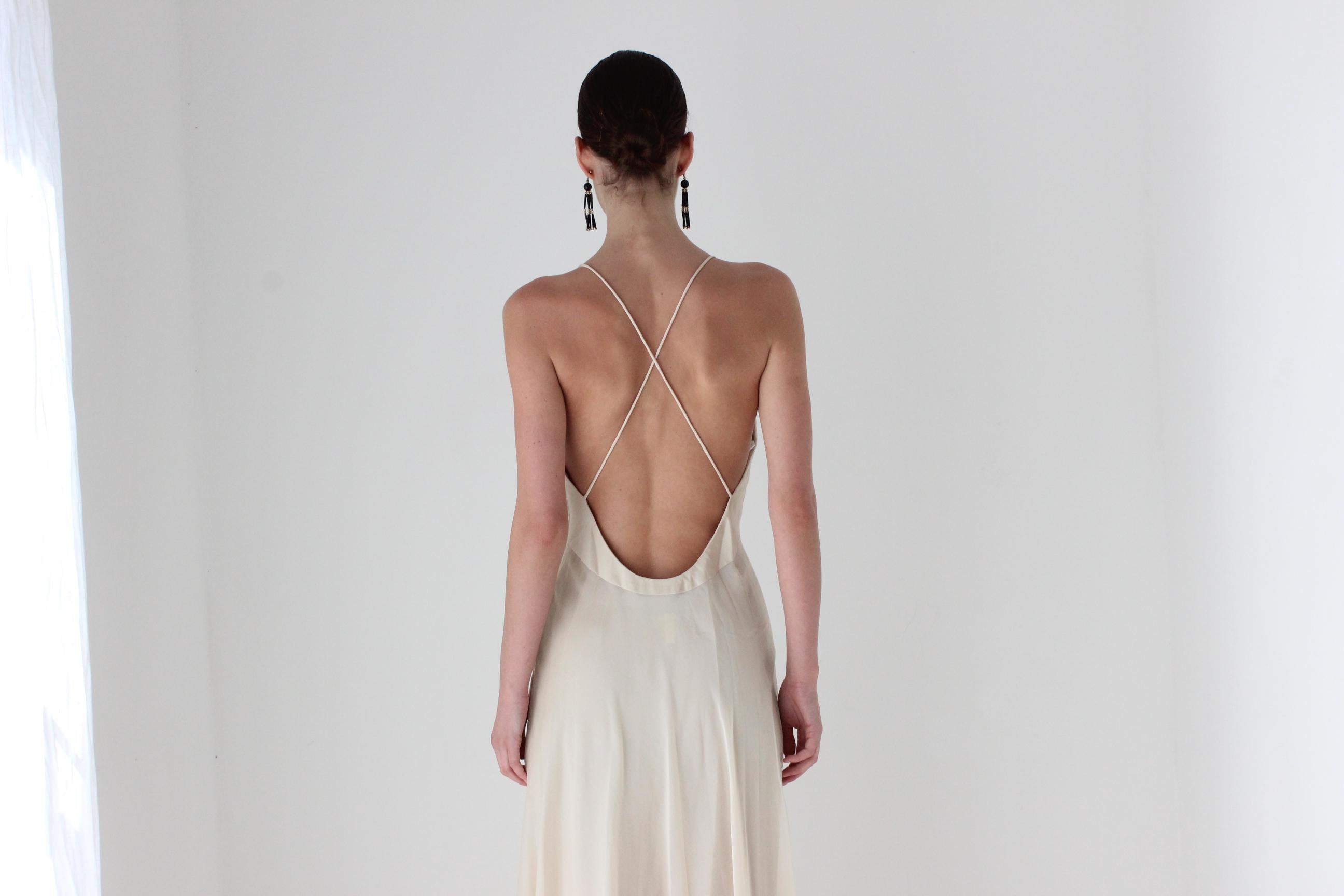 2000s Diane Freis Sexy Backless Chiffon Gown