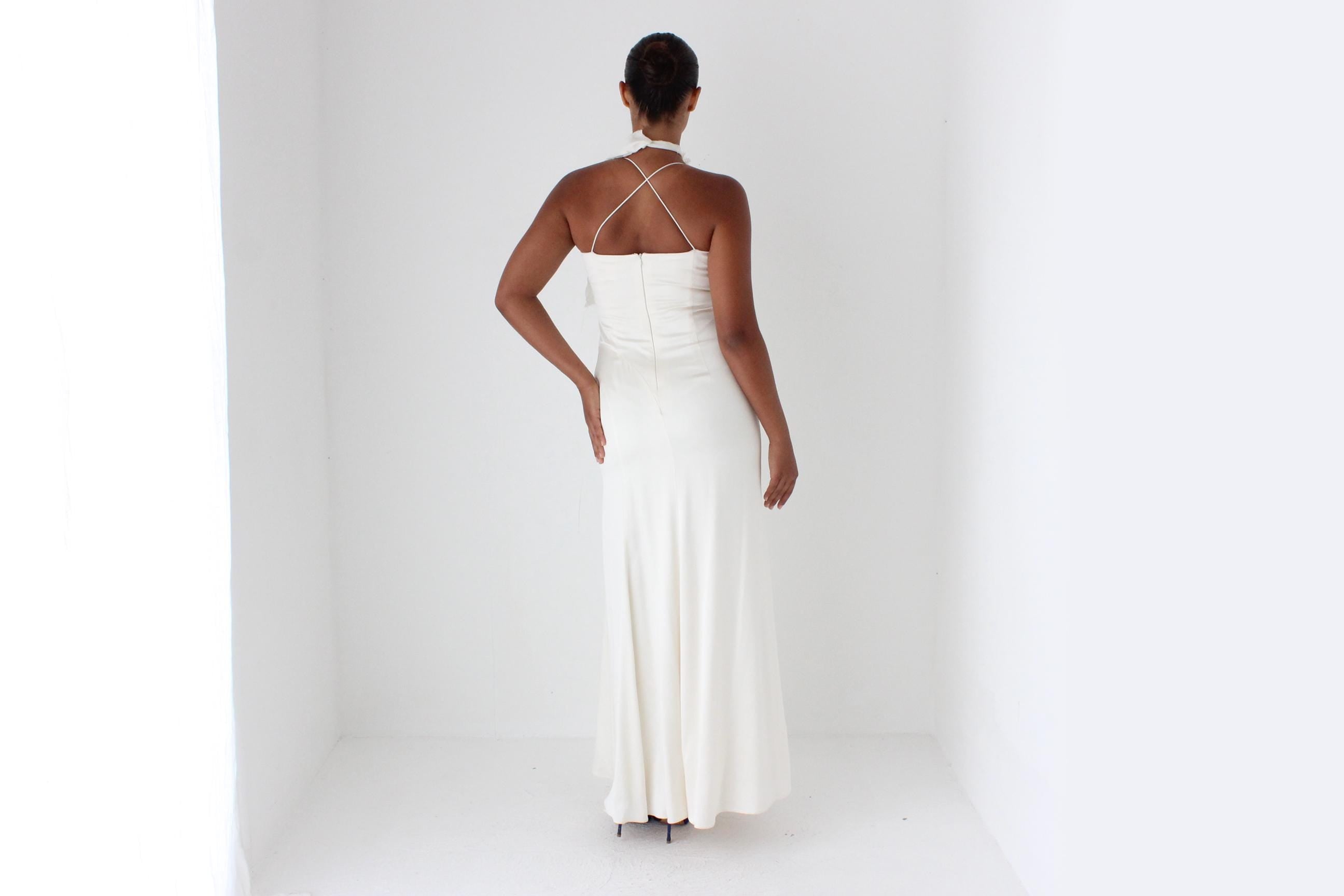 90s Nicole Miller Liquid Silk Satin Spaghetti Strap Slip Gown