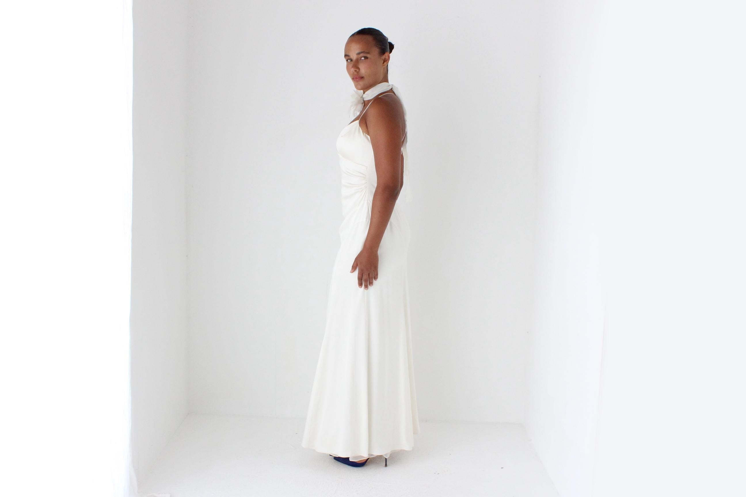 90s Nicole Miller Liquid Silk Satin Spaghetti Strap Slip Gown