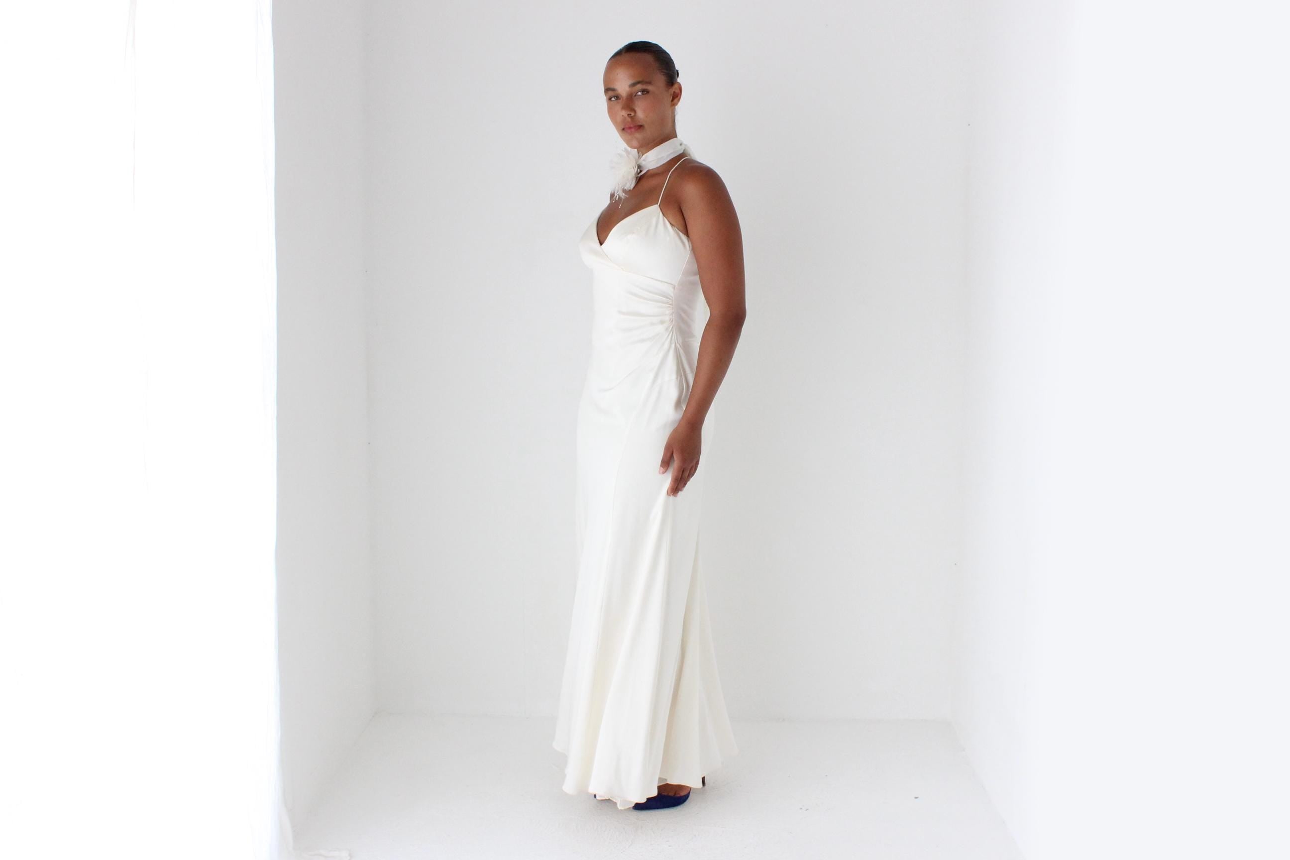 90s Nicole Miller Liquid Silk Satin Spaghetti Strap Slip Gown