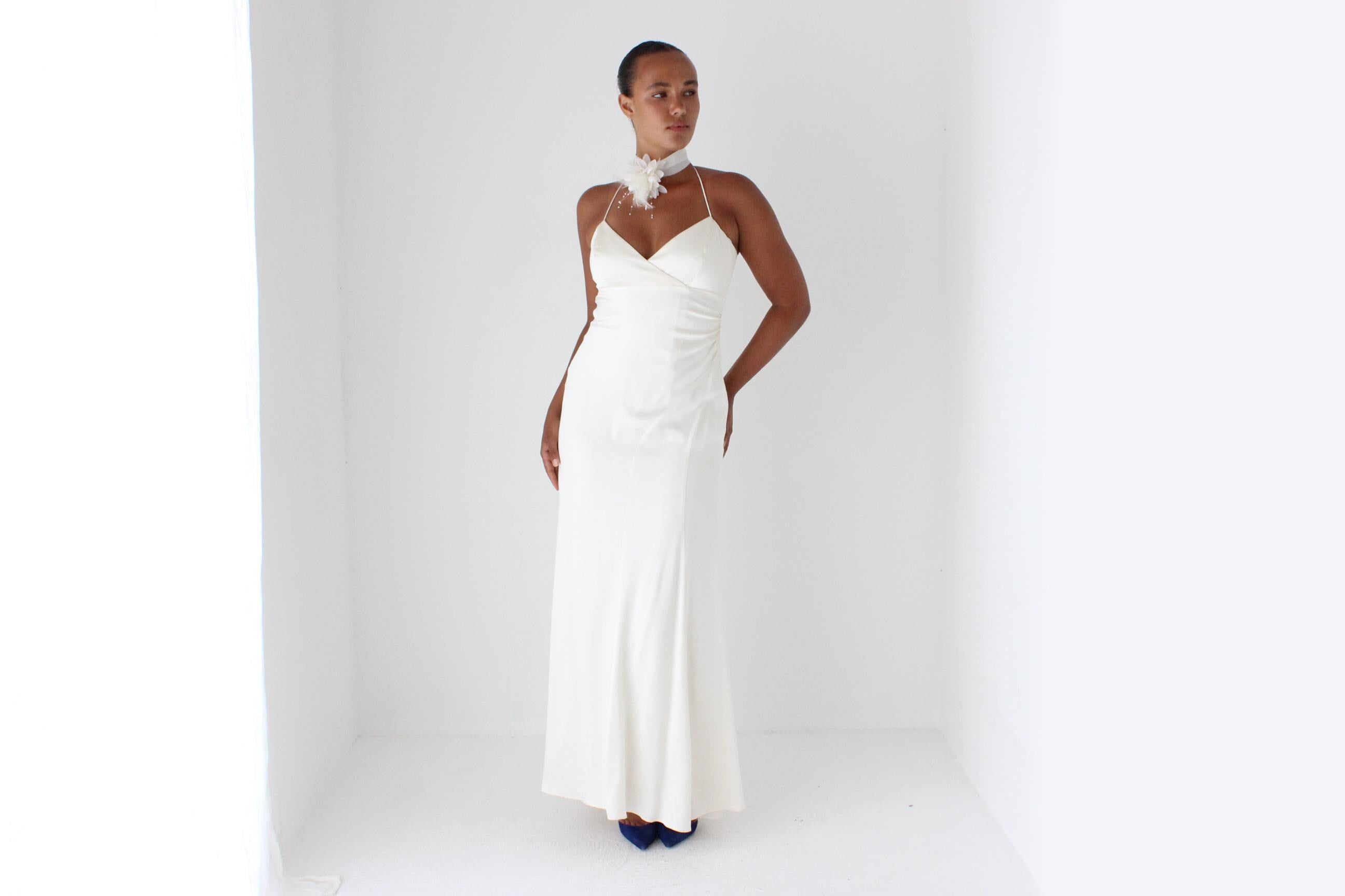 90s Nicole Miller Liquid Silk Satin Spaghetti Strap Slip Gown