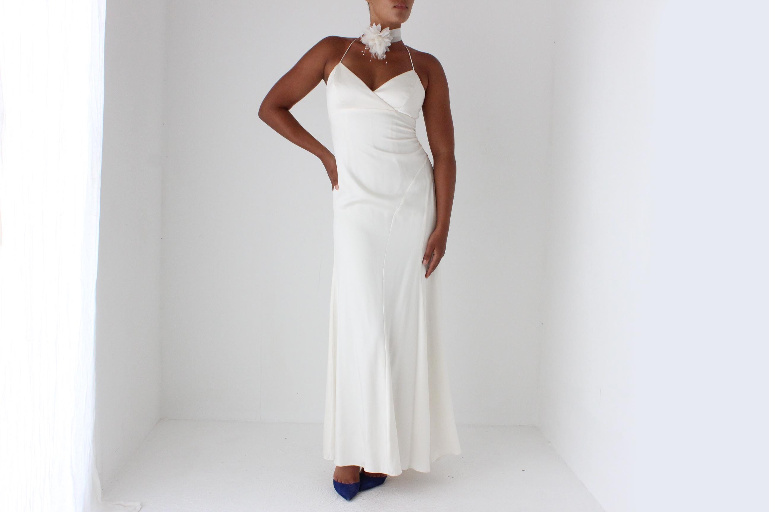90s Nicole Miller Liquid Silk Satin Spaghetti Strap Slip Gown