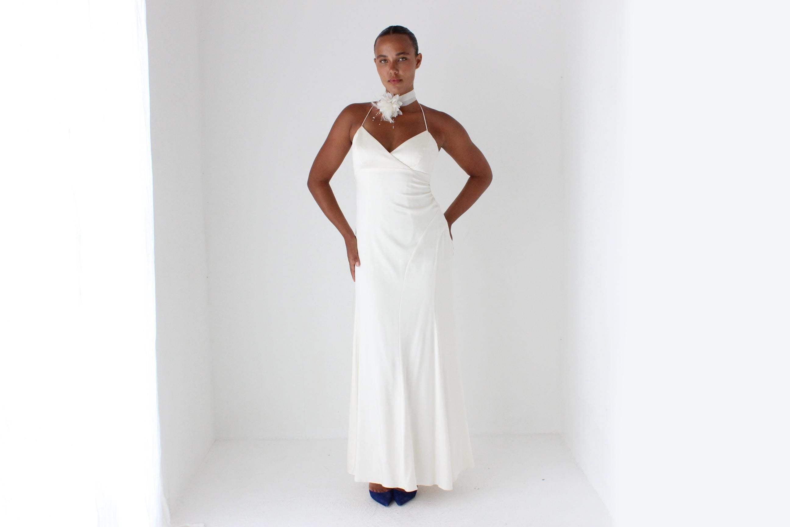 90s Nicole Miller Liquid Silk Satin Spaghetti Strap Slip Gown