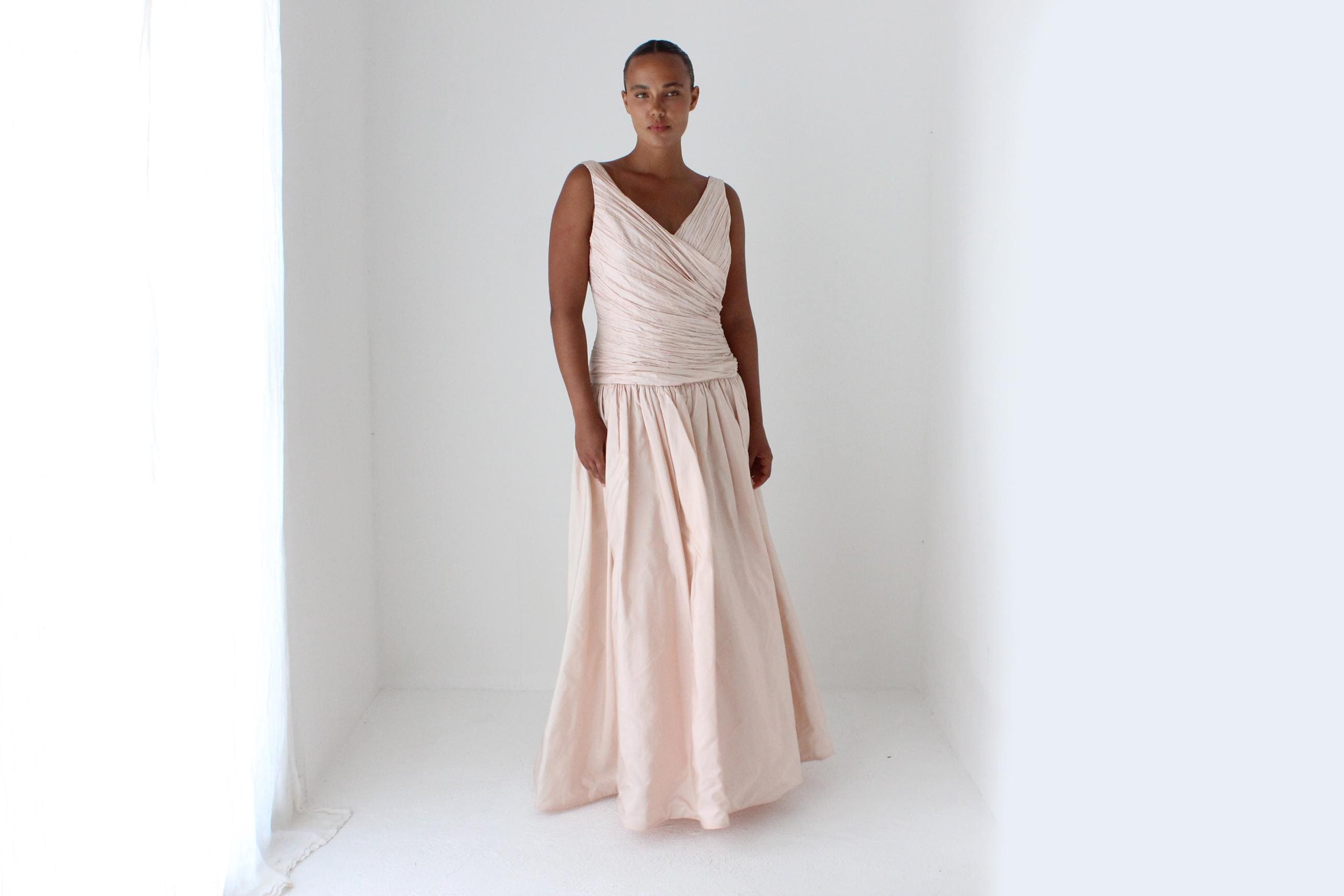80s Victoria Royal Ballet Pink Silk Taffeta Gown