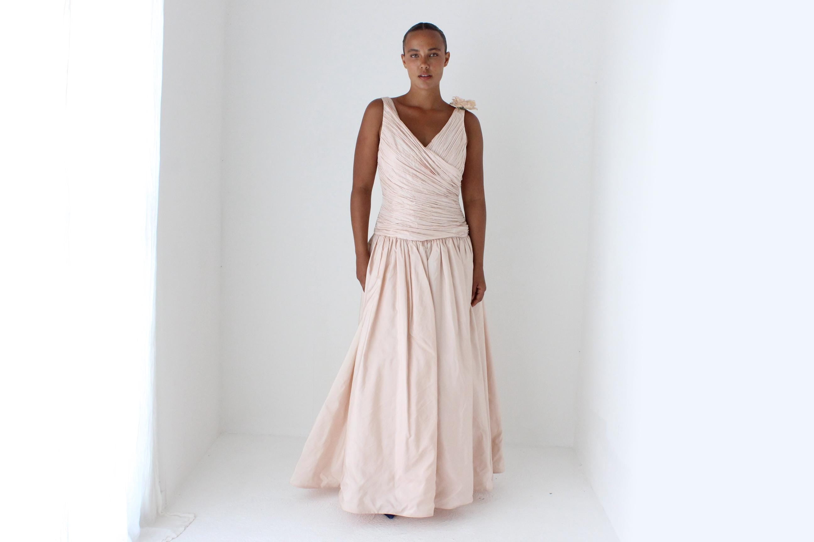 80s Victoria Royal Ballet Pink Silk Taffeta Gown
